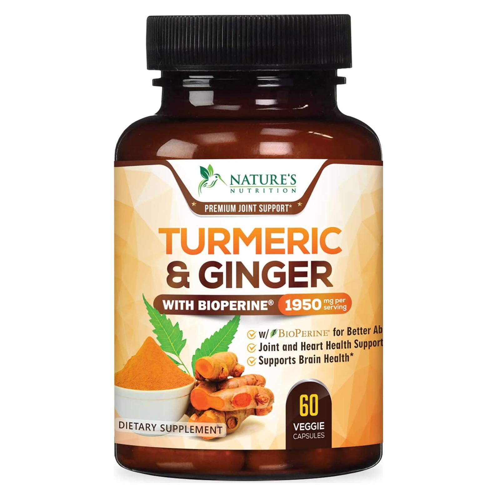 Suplemento de Cúrcuma y Curcumina 1950mg - Jengibre y BioPerine