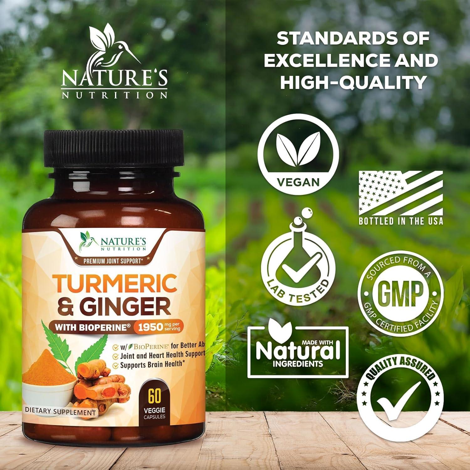 Suplemento de Cúrcuma y Curcumina 1950mg - Jengibre y BioPerine