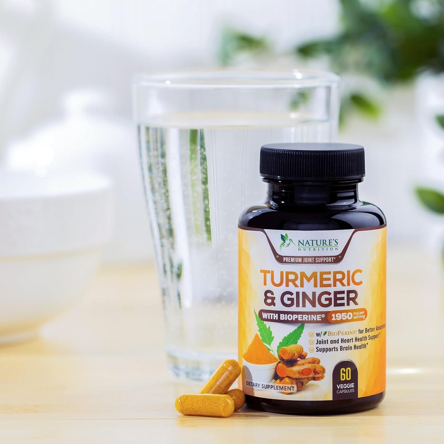 Suplemento de Cúrcuma y Curcumina 1950mg - Jengibre y BioPerine