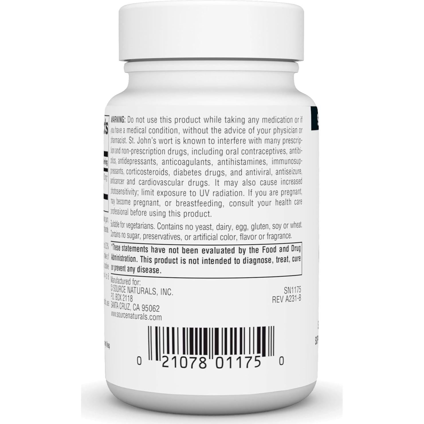 Suplemento de Hierba de San Juan Source Naturals 450 mg - 45 Tabletas