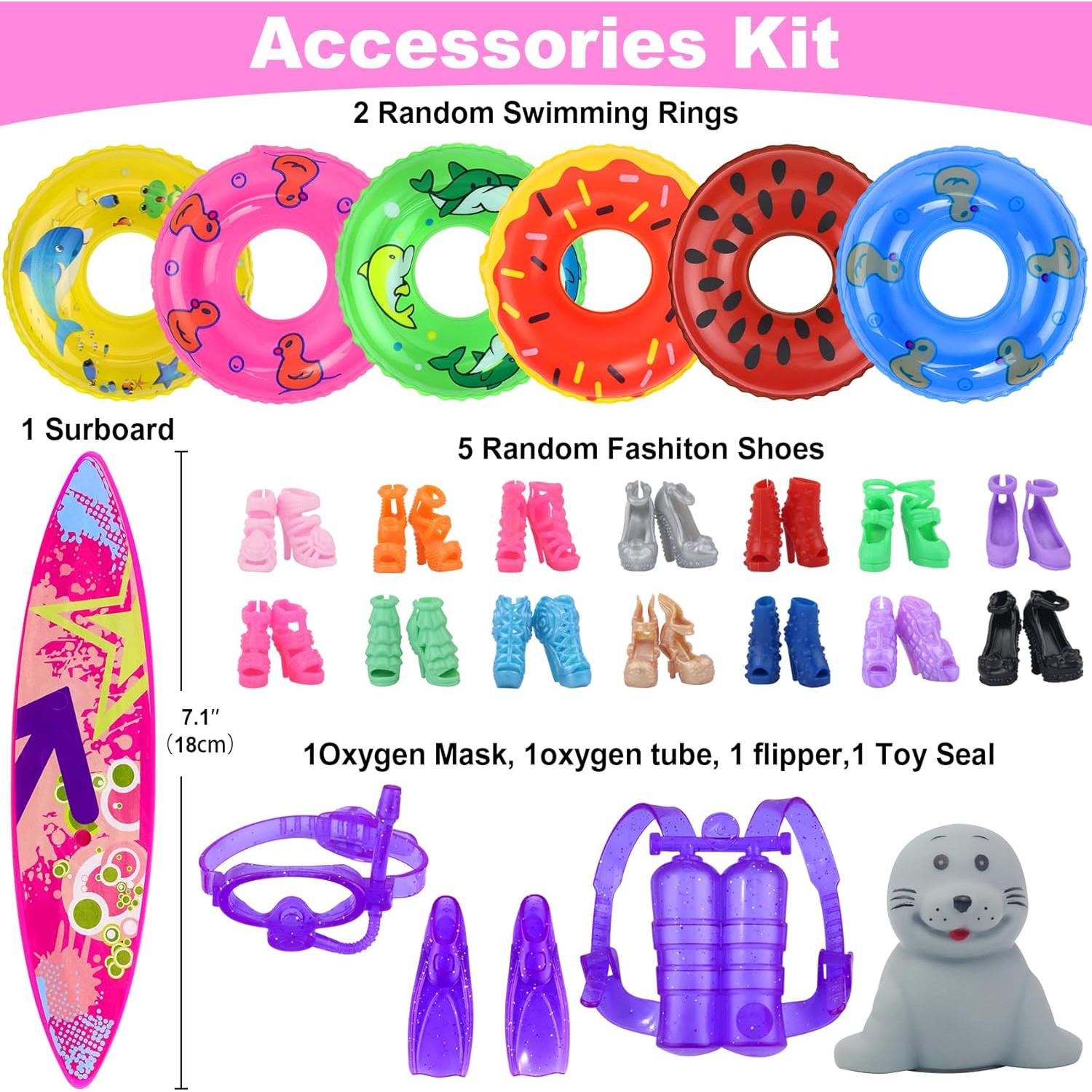 Ecore Fun Set de Trajes de Baño y Accesorios para Muñecas 11.5"