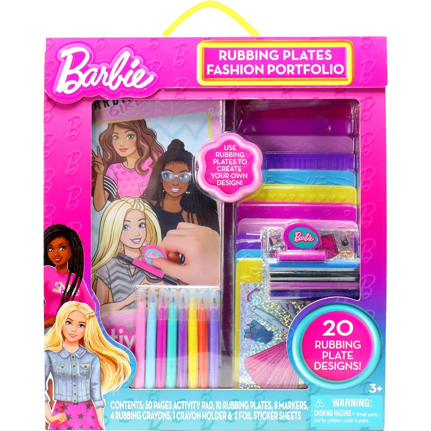 Kit de Placas de Frotado Barbie 10 Diseños + Marcadores