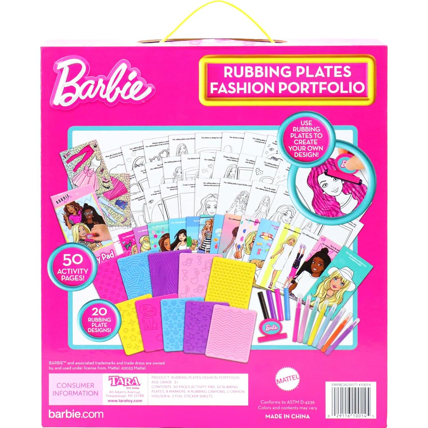 Kit de Placas de Frotado Barbie 10 Diseños + Marcadores