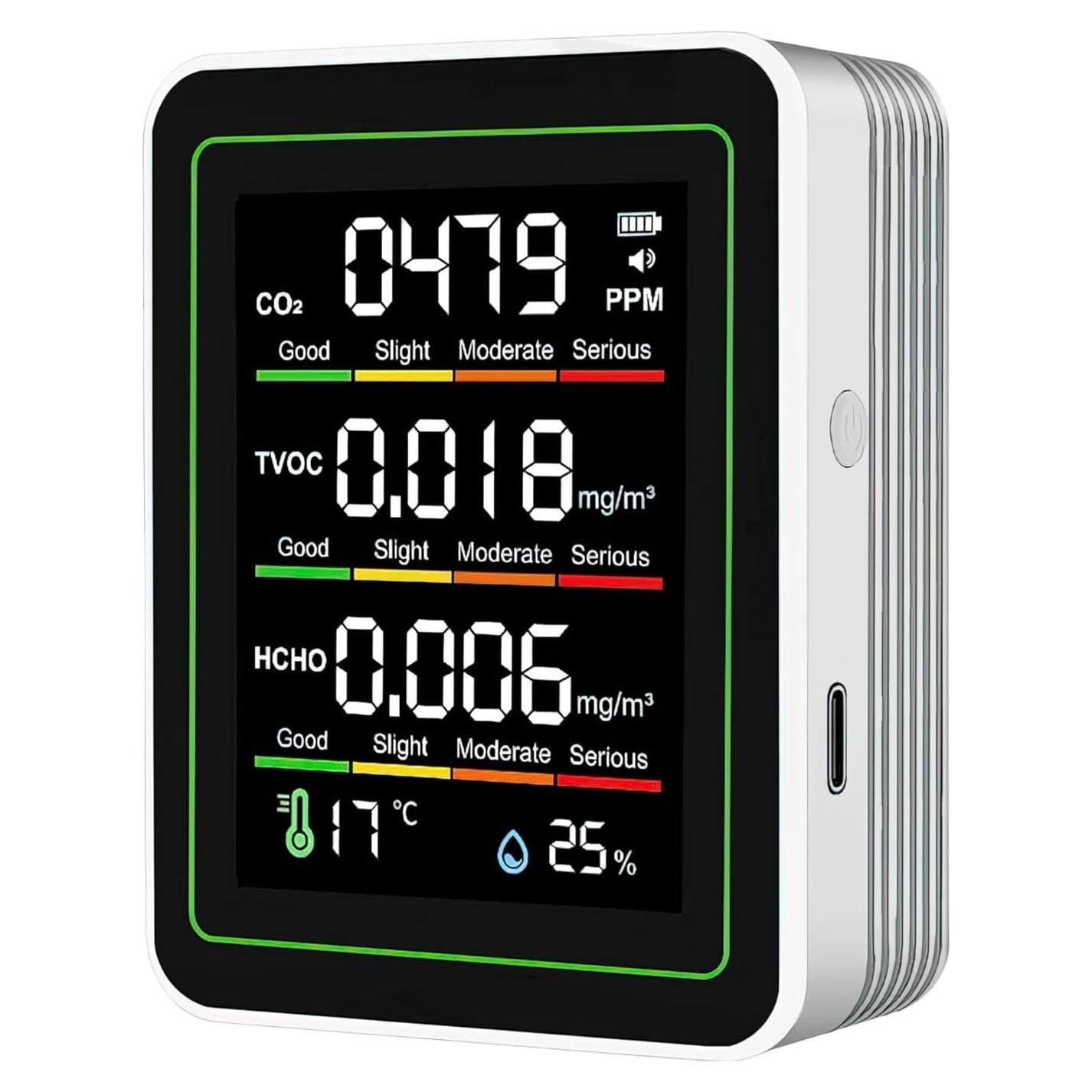 Monitor de Calidad del Aire Fegerman 5 en 1 CO2 TVOC HCHO