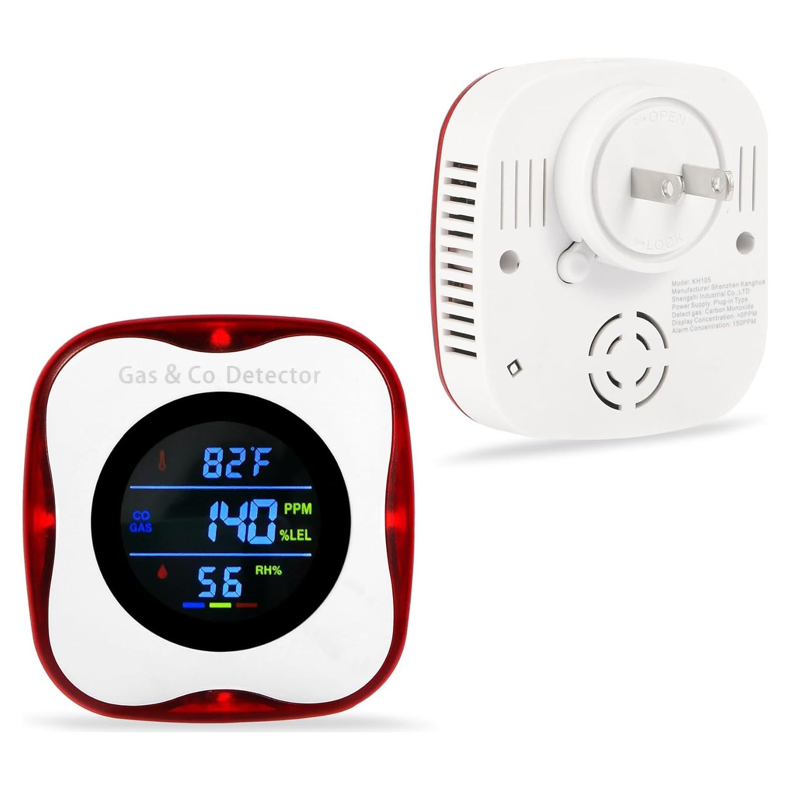 Detector de Gas y Monóxido de Carbono Hembisen 4 en 1 Enchufable