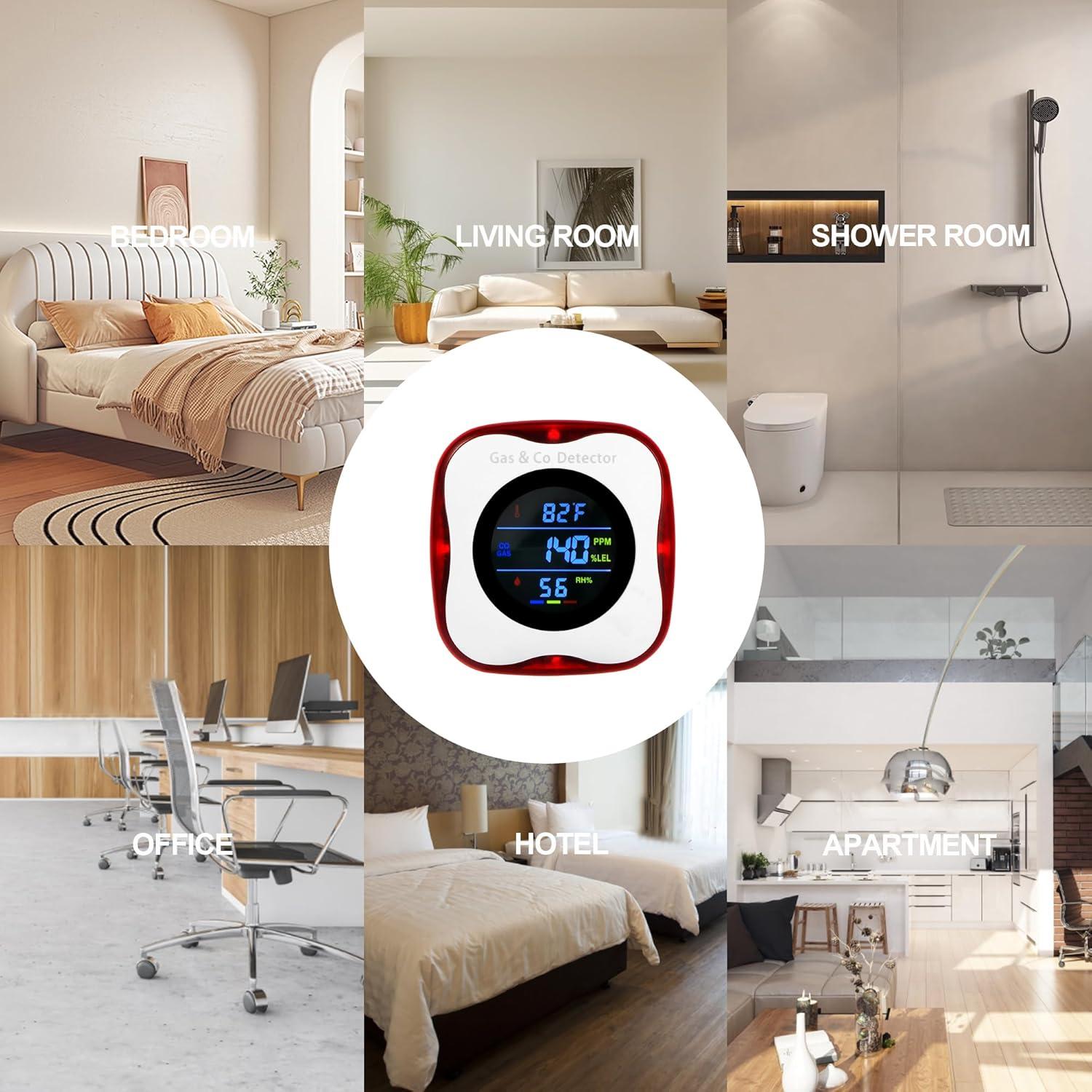 Detector de Gas y Monóxido de Carbono Hembisen 4 en 1 Enchufable