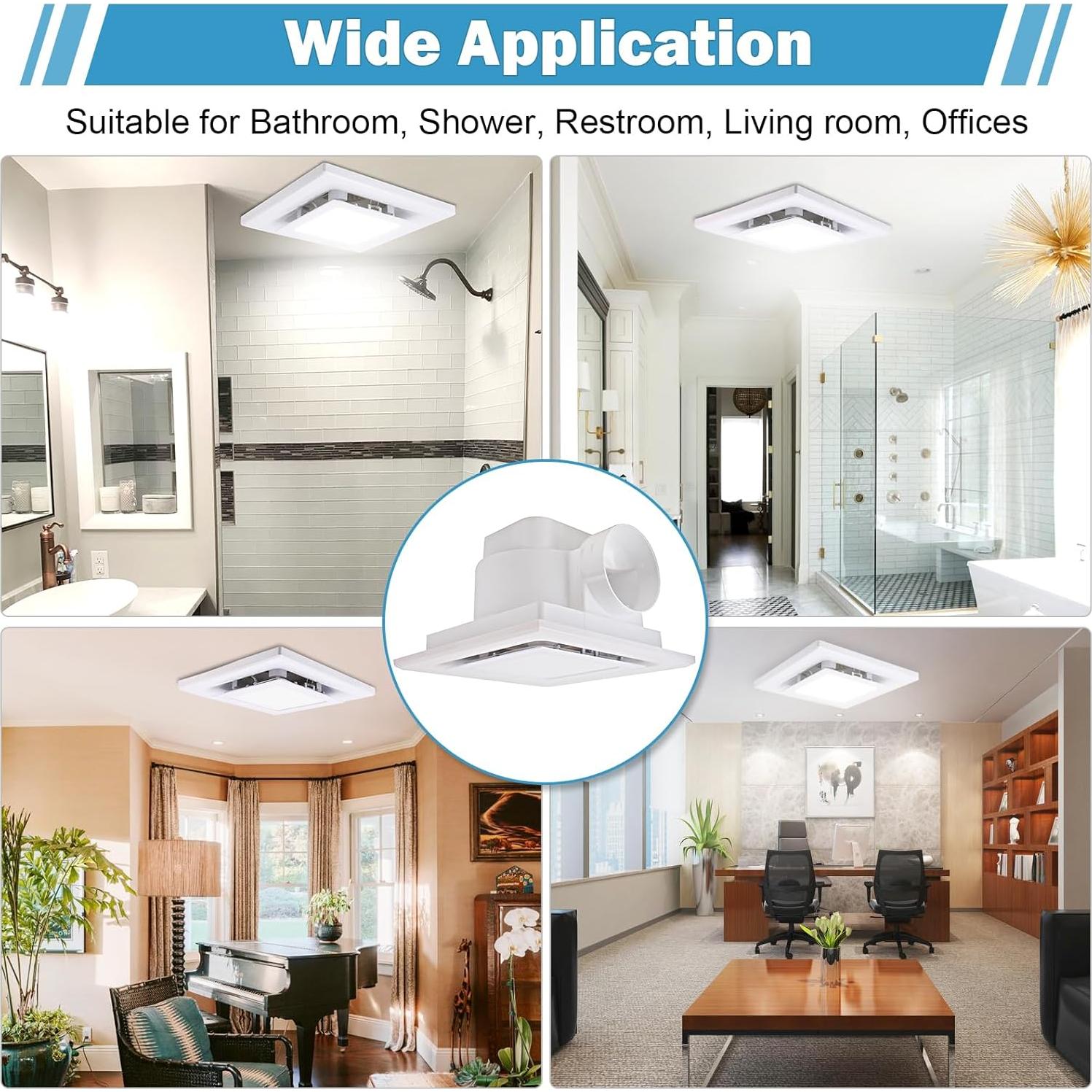 Ventilador de Baño FEITON con Luz LED 30W 110 CFM Silencioso