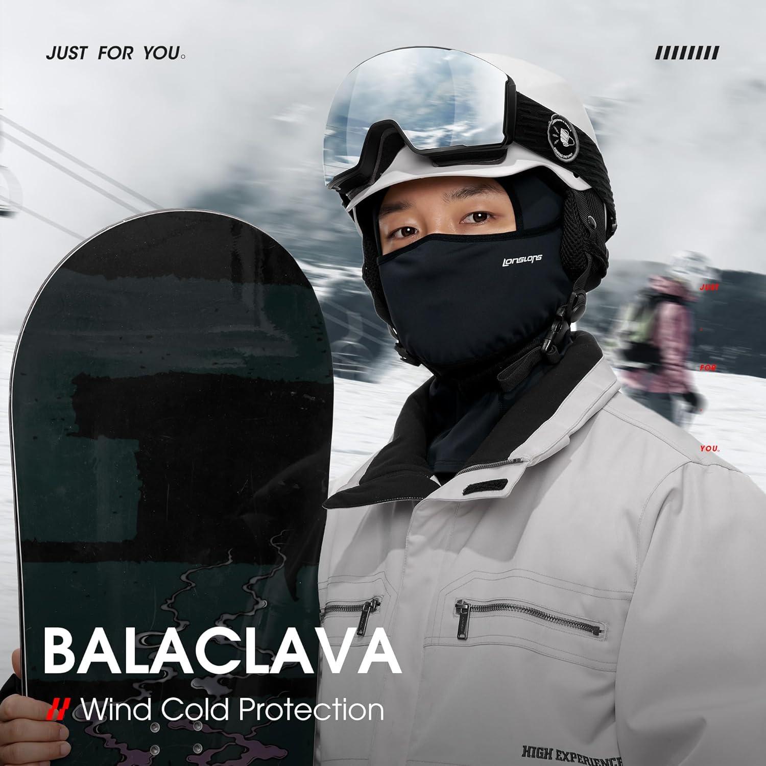 Máscara Balaclava LONGLONG 2 Piezas Negra Invierno Unisex