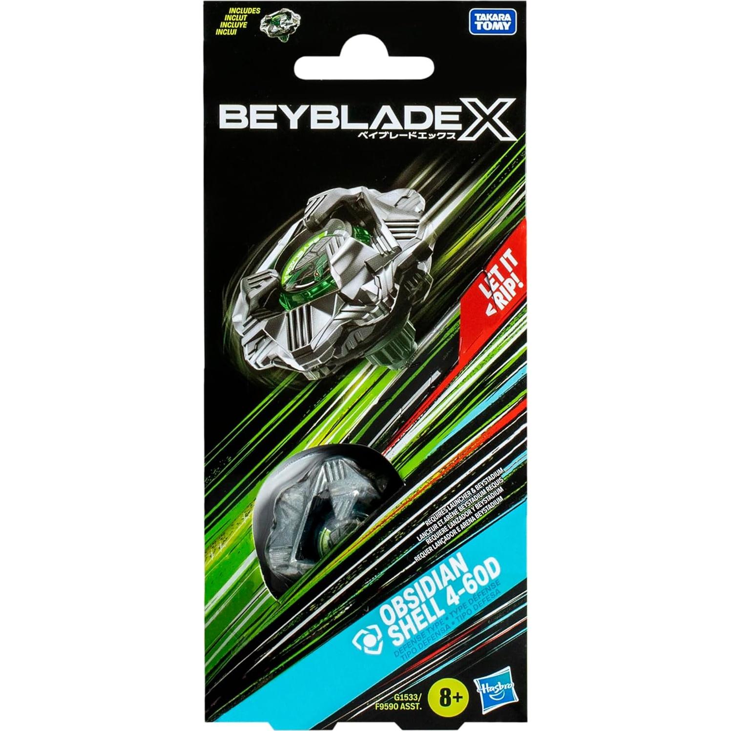 Beyblade X Obsidian Shell 4-60D Tipo Defensa - Juguete Hasbro
