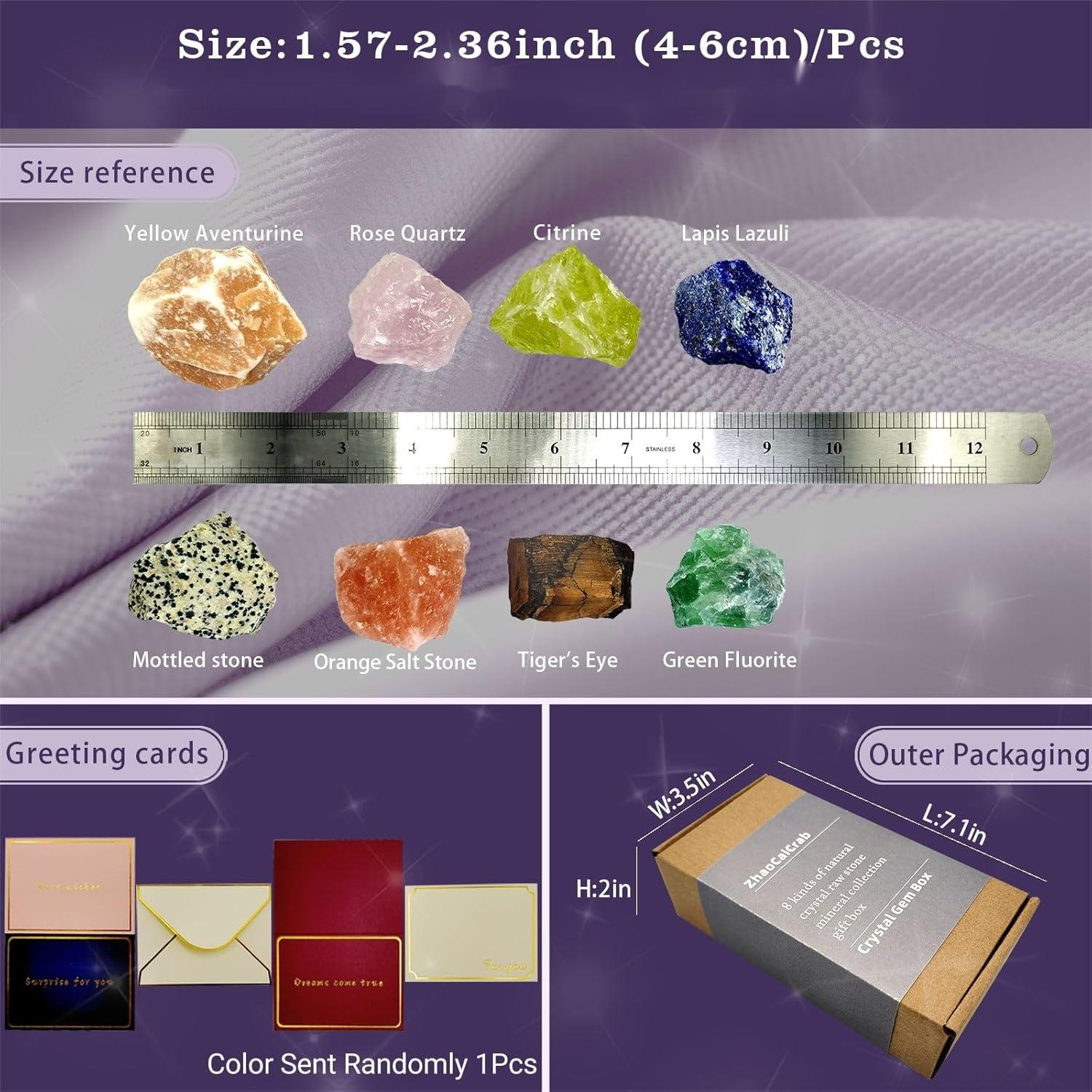 Set de 8 Cristales Chakra Crudos Zhaocaicrab 4-6 cm