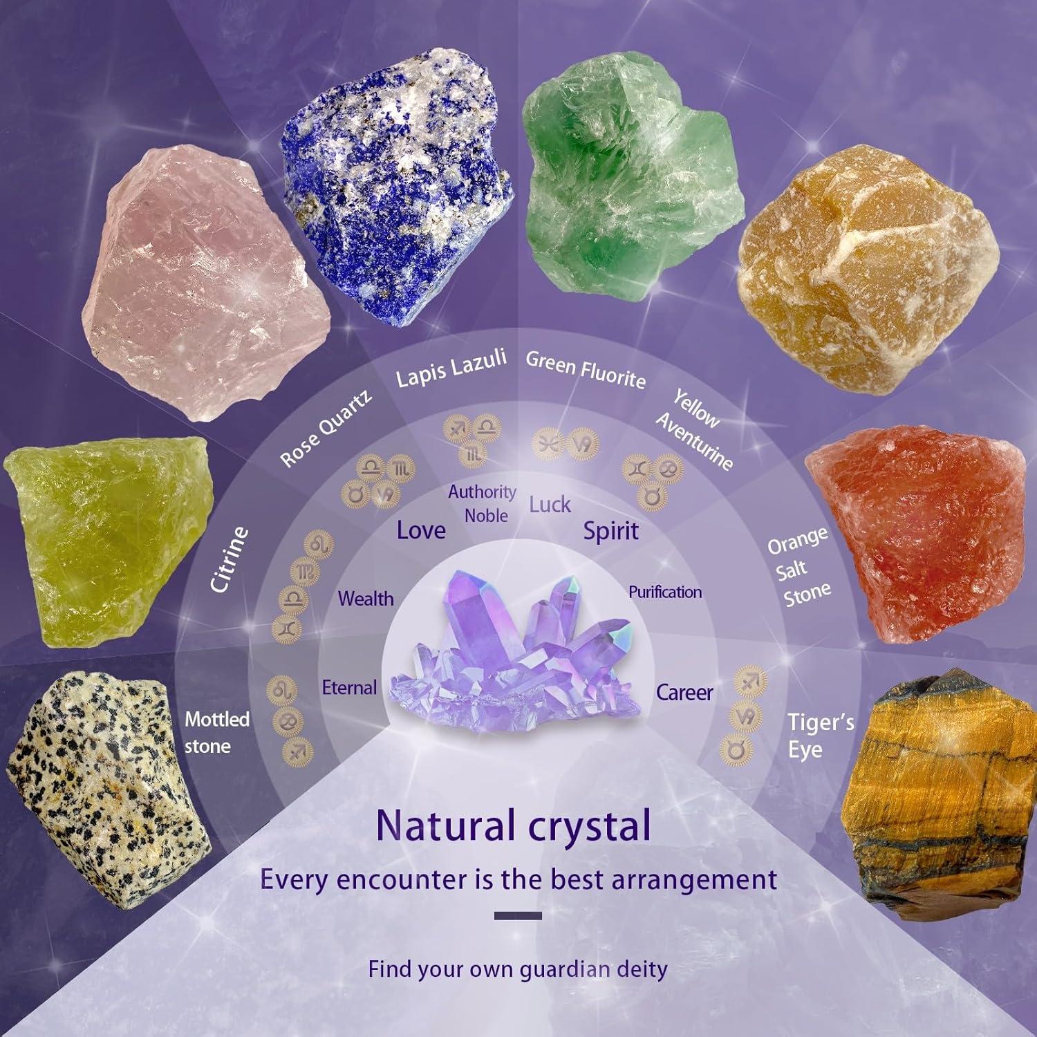 Set de 8 Cristales Chakra Crudos Zhaocaicrab 4-6 cm