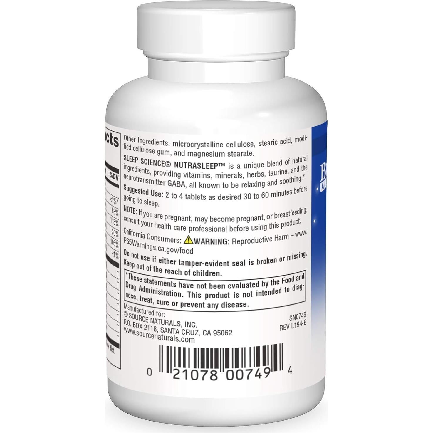 Source Naturals NutraSleep 40 Tabletas - Suplemento Relajante