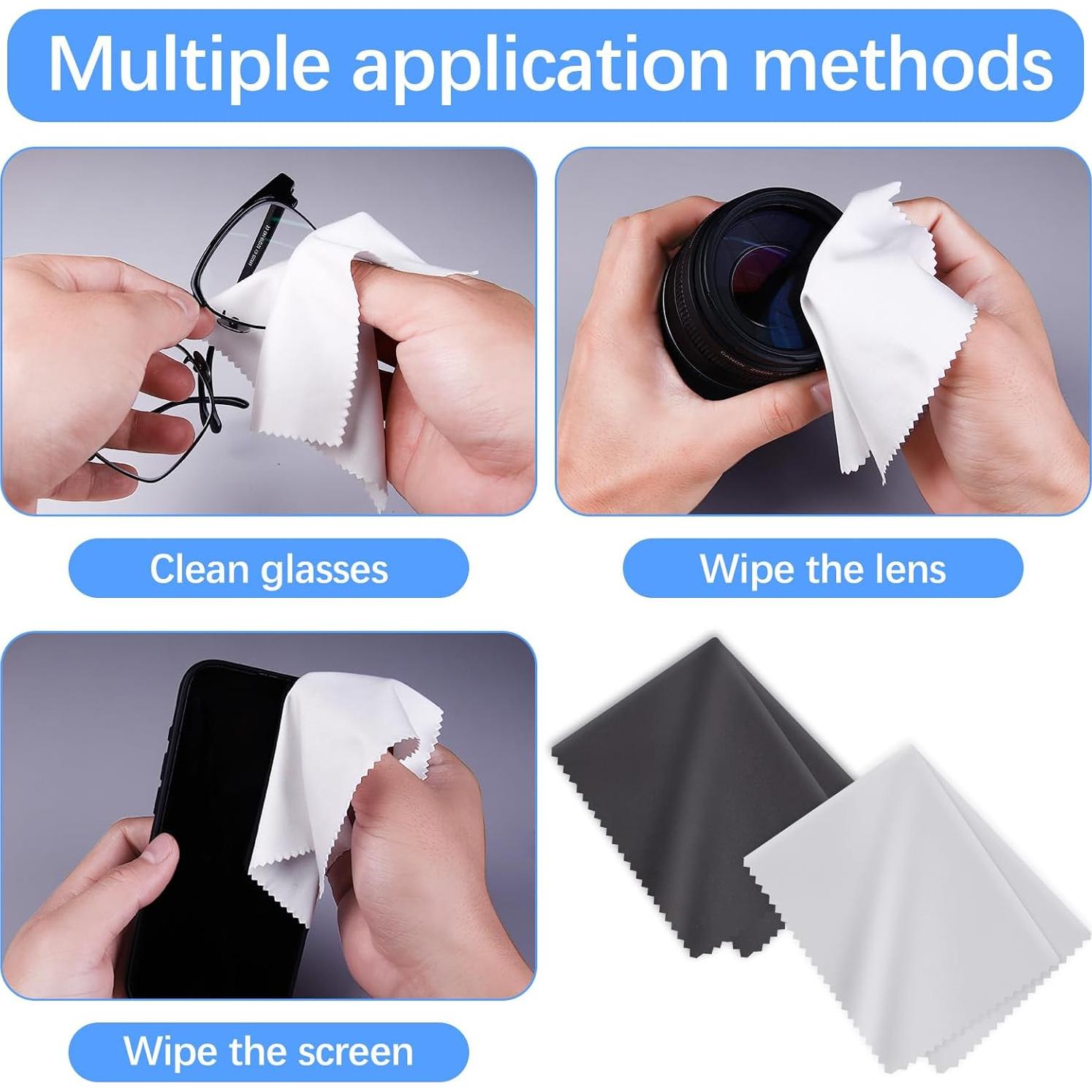 Paquete de 80 Paños de Microfibra para Gafas 15x18 cm