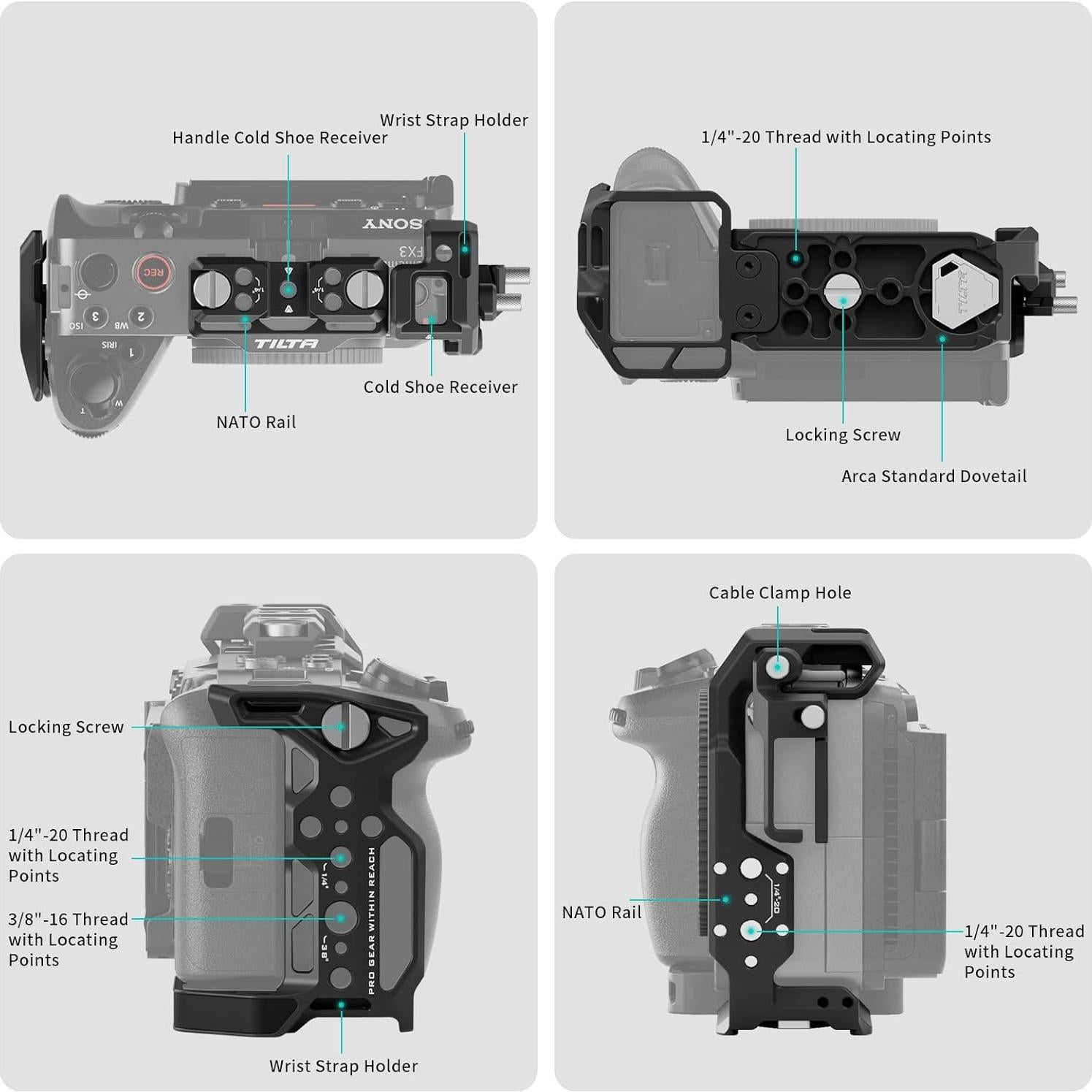 Jaula para Cámara Tilta FX3 FX30 V2 Kit Básico Negro
