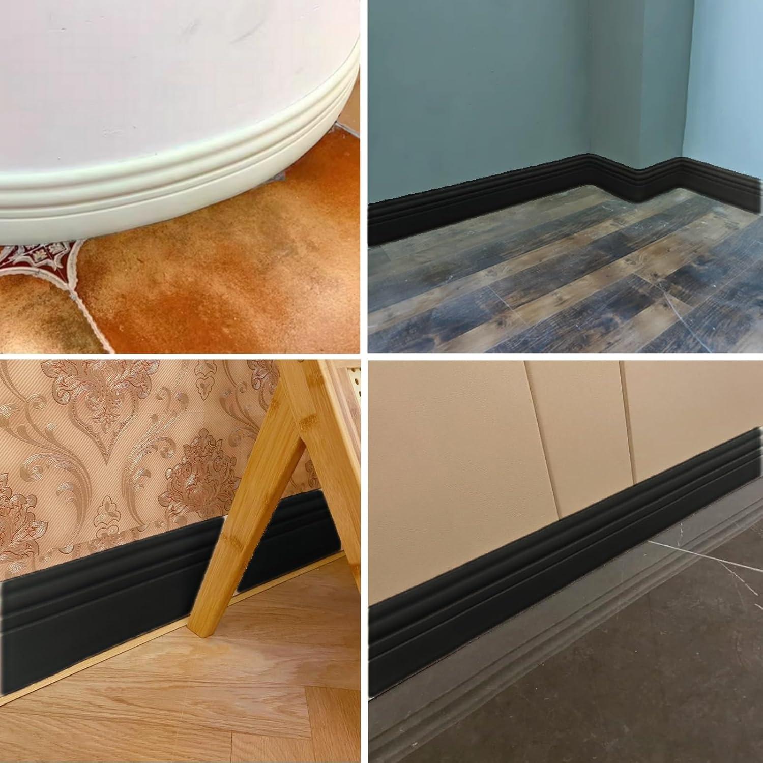 Moyishi Moldura Flexible de Pared Autoadhesiva 4.88m Negro