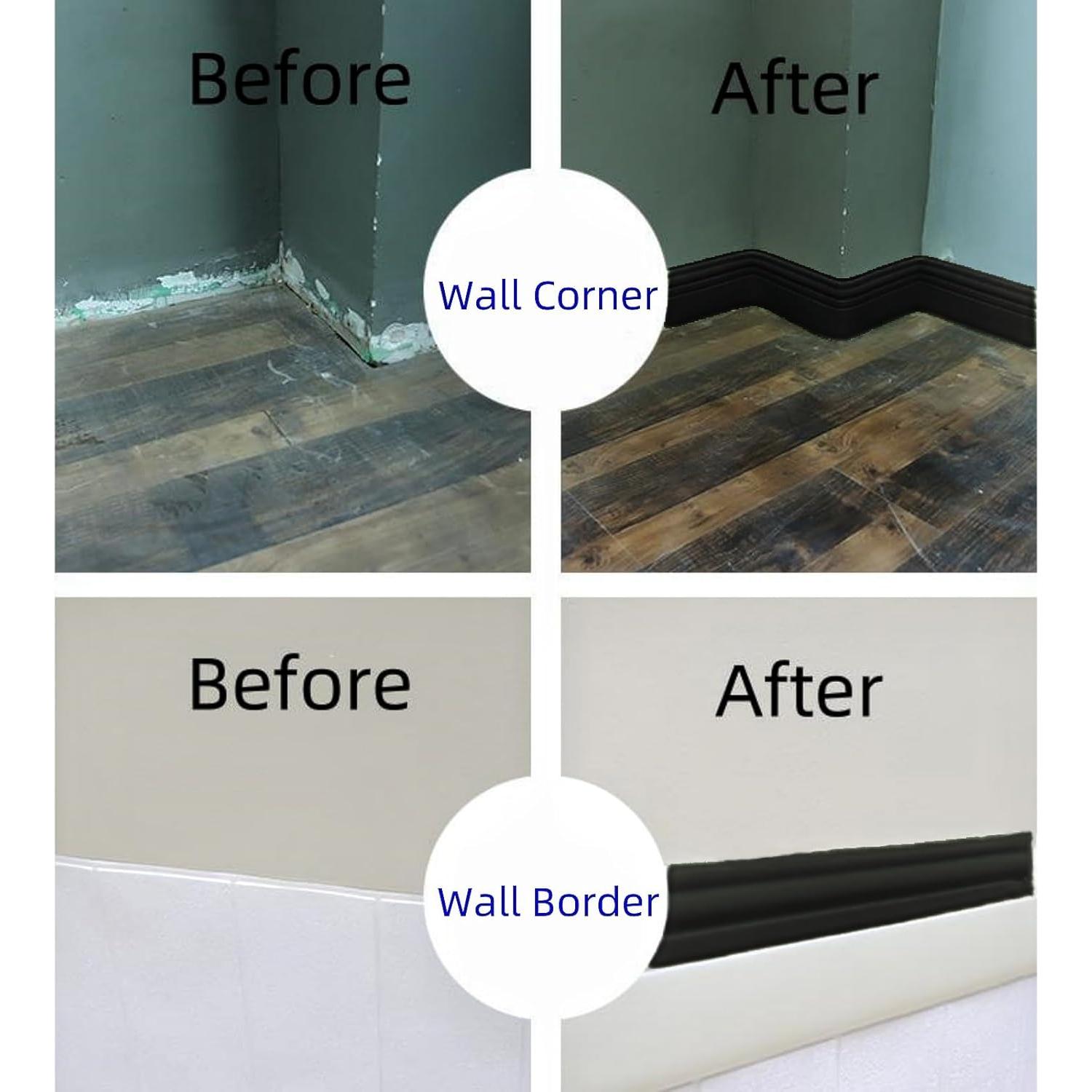 Moyishi Moldura Flexible de Pared Autoadhesiva 4.88m Negro