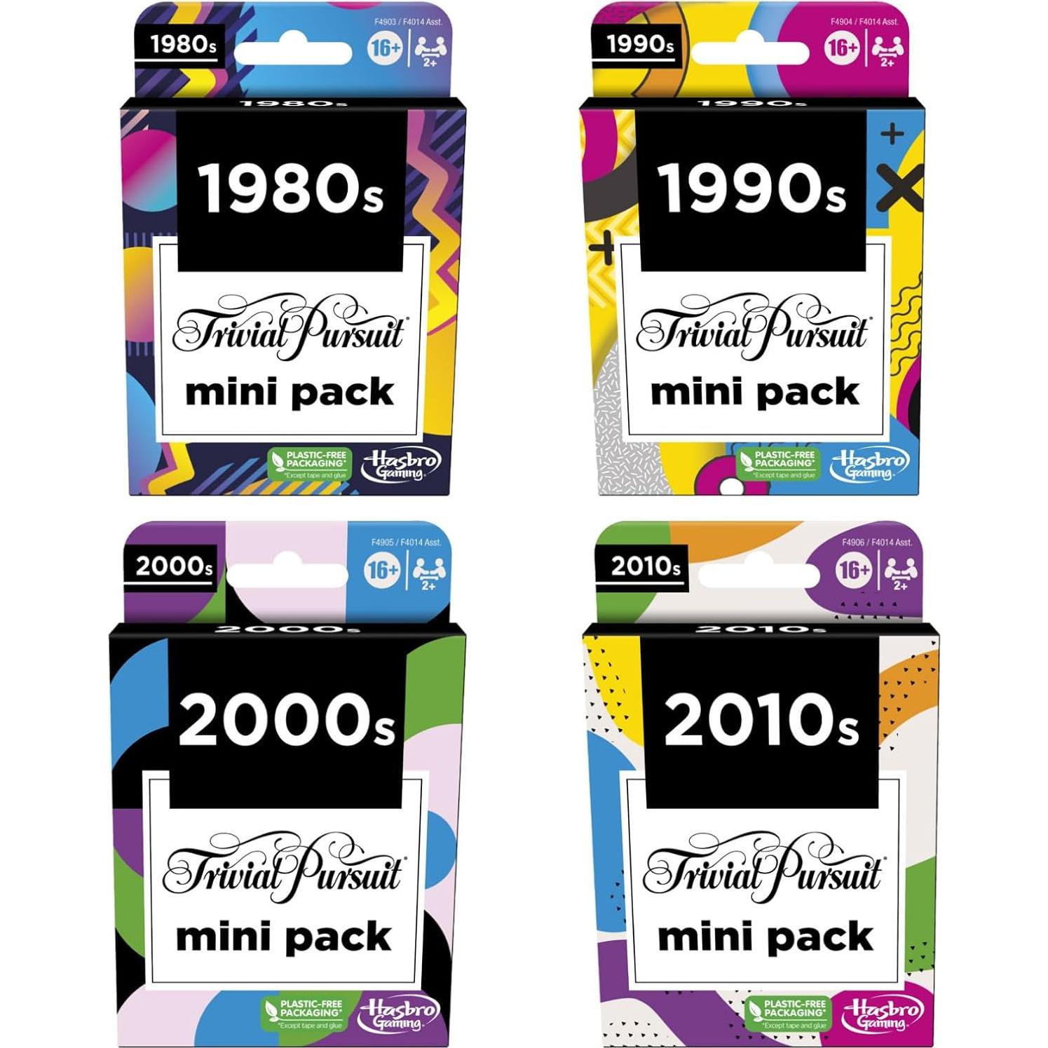 Trivial Pursuit Mini Pack Multipack Hasbro 4 Décadas Trivia