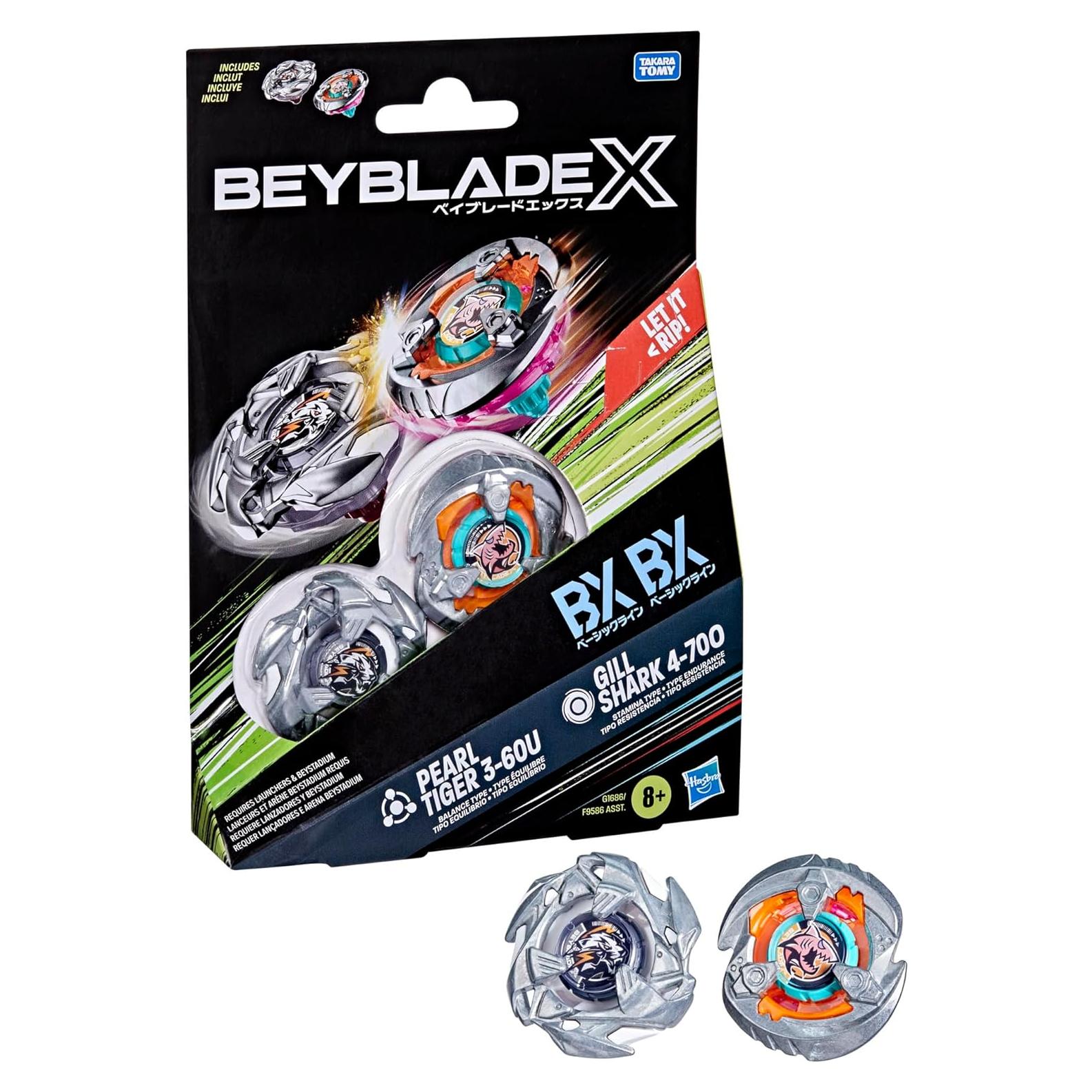 Beyblade X Paquete Doble Gill Shark 4-70O y Pearl Tiger 3-60U
