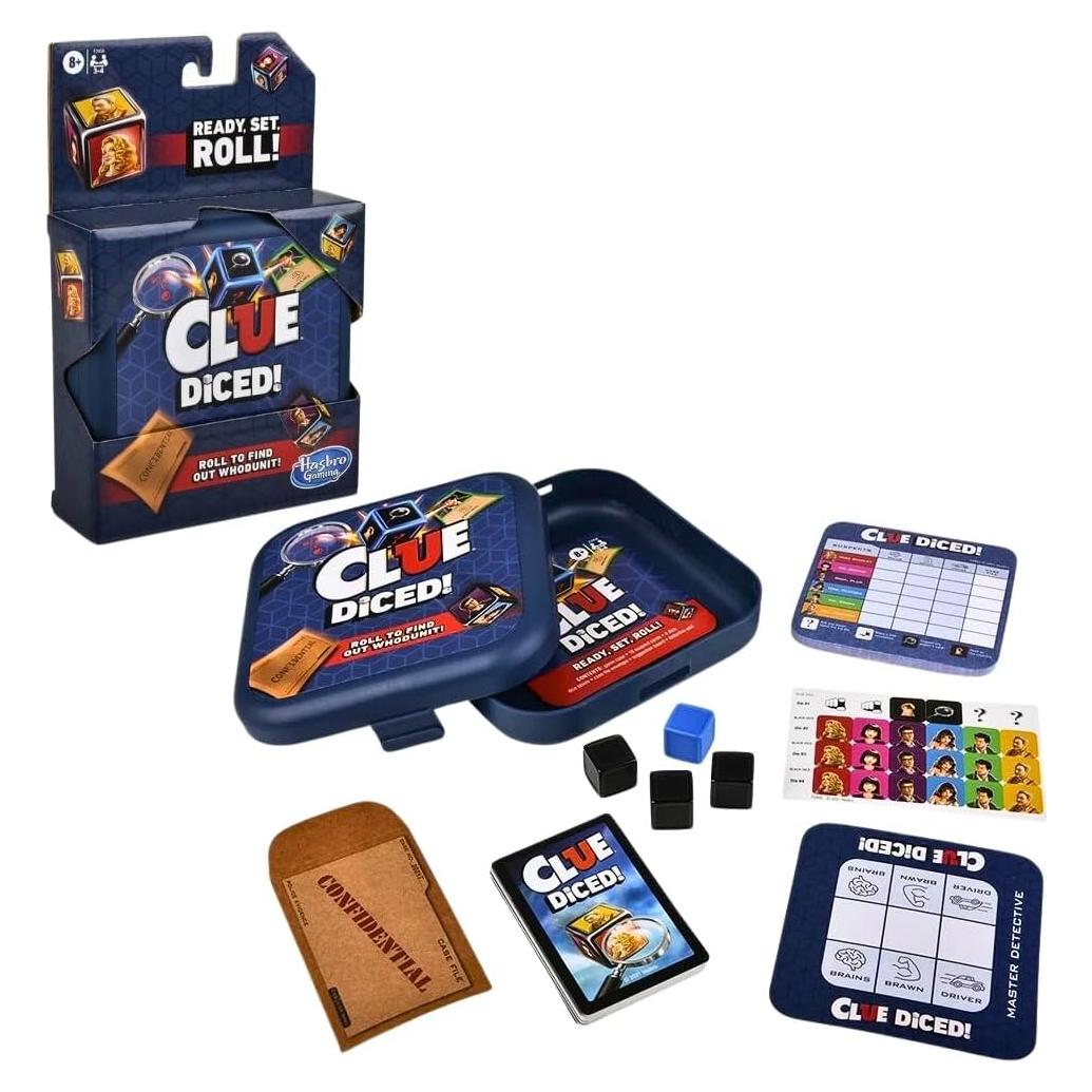 Juego Clue Diced Hasbro, Juego de Dados Portátil 3-4 Jugadores