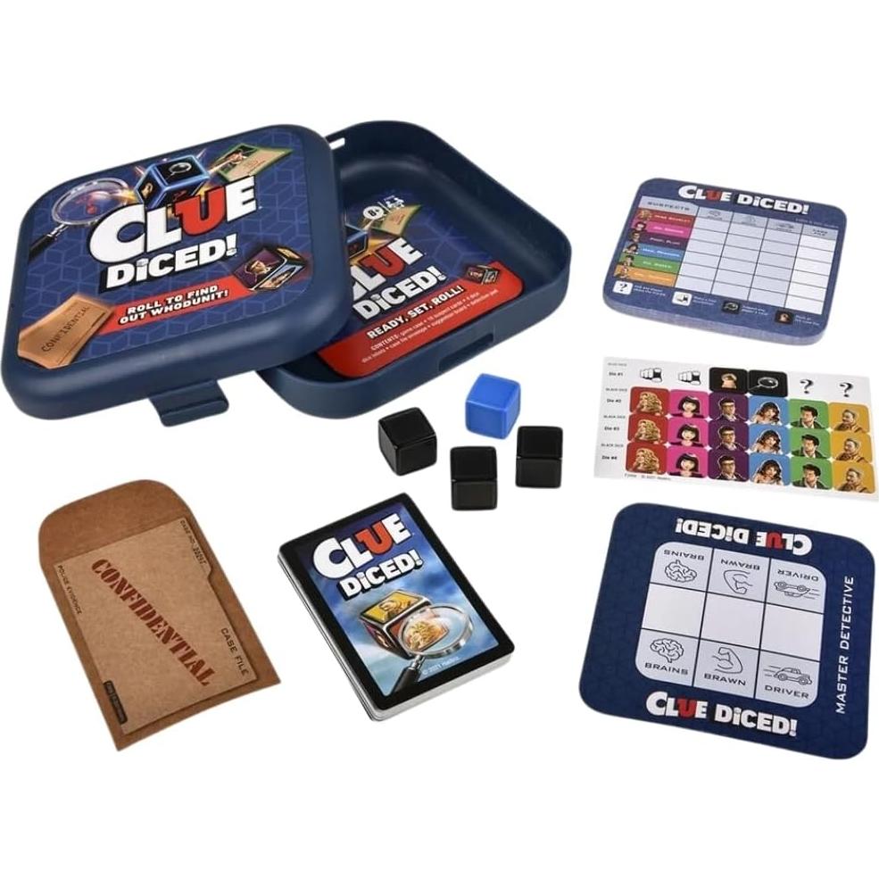 Juego Clue Diced Hasbro, Juego de Dados Portátil 3-4 Jugadores