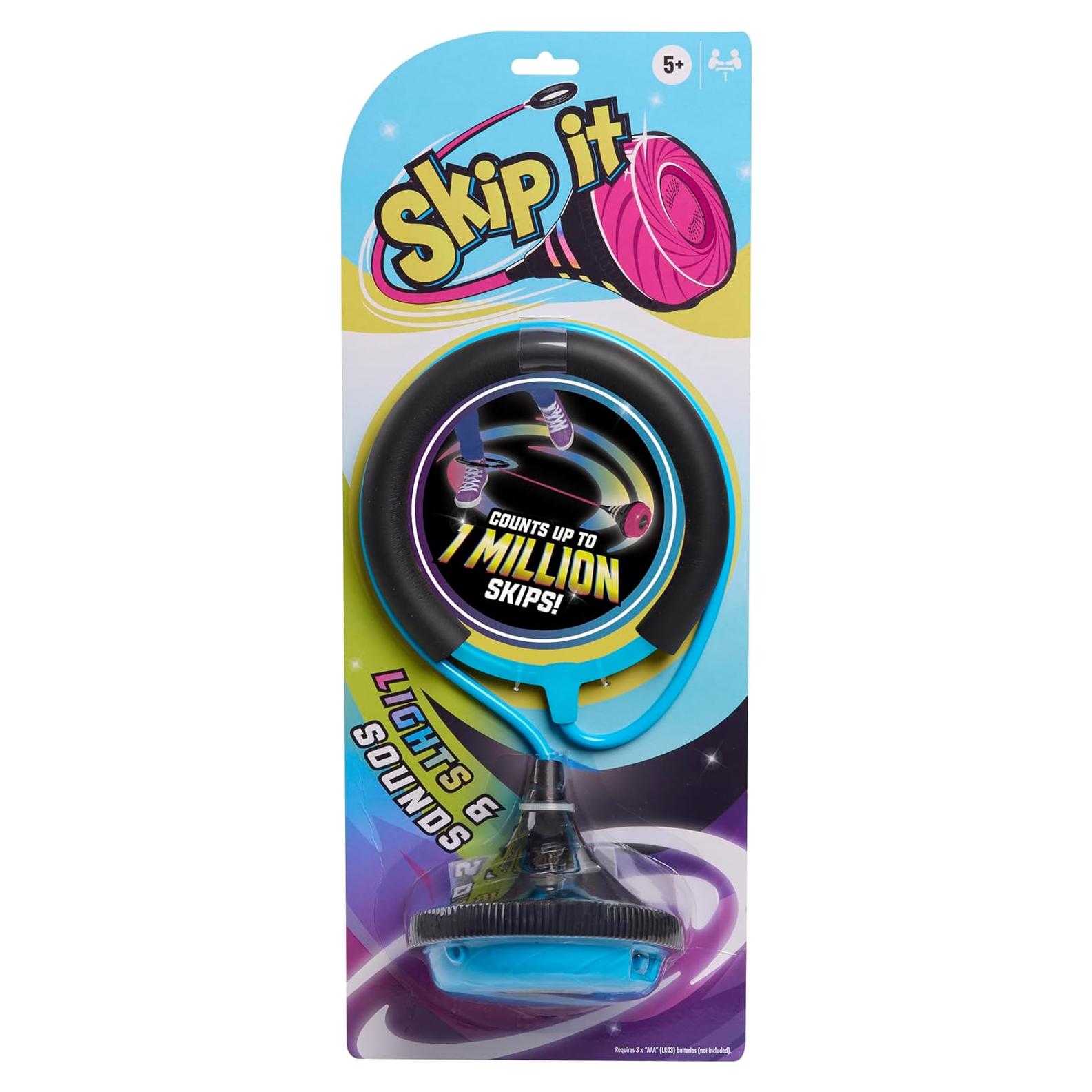 Skip It Retro Outdoor Toy, Light Up Ball and Digital Counter, Blue, Soft Foam Padded Ankle Ring, 31-inch Long, Screen Free Play, Toys for Kids Ages 5 Up