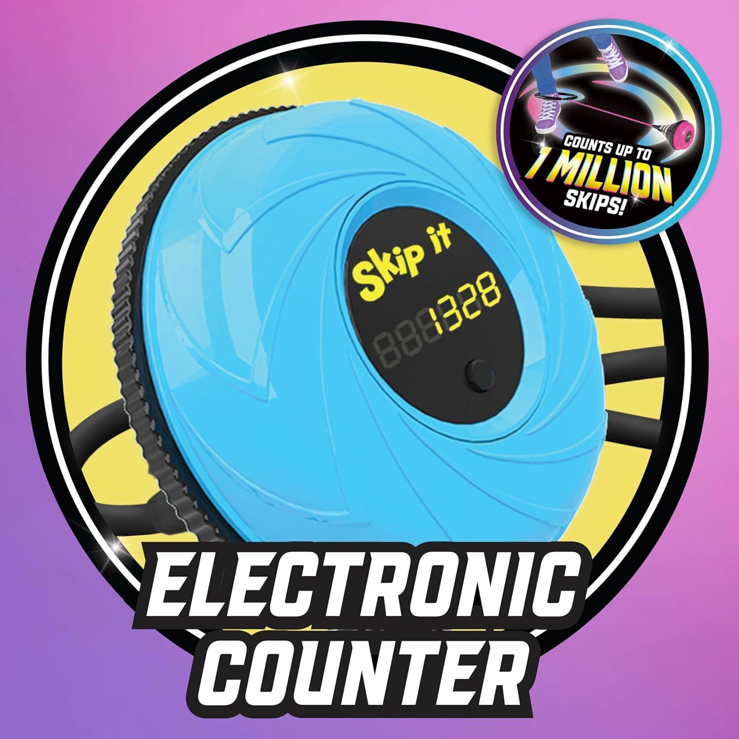 Skip It Retro Outdoor Toy, Light Up Ball and Digital Counter, Blue, Soft Foam Padded Ankle Ring, 31-inch Long, Screen Free Play, Toys for Kids Ages 5 Up