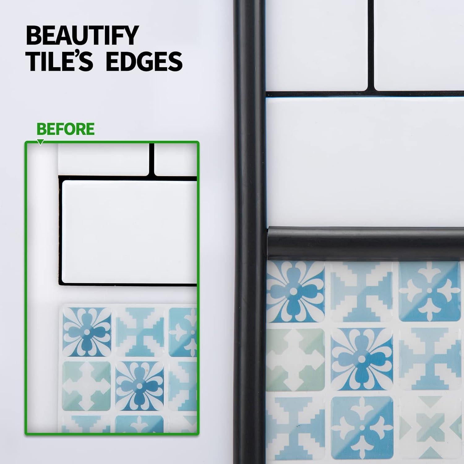 Moldura Autoadhesiva LONGKING 3.05m Negra para Azulejos