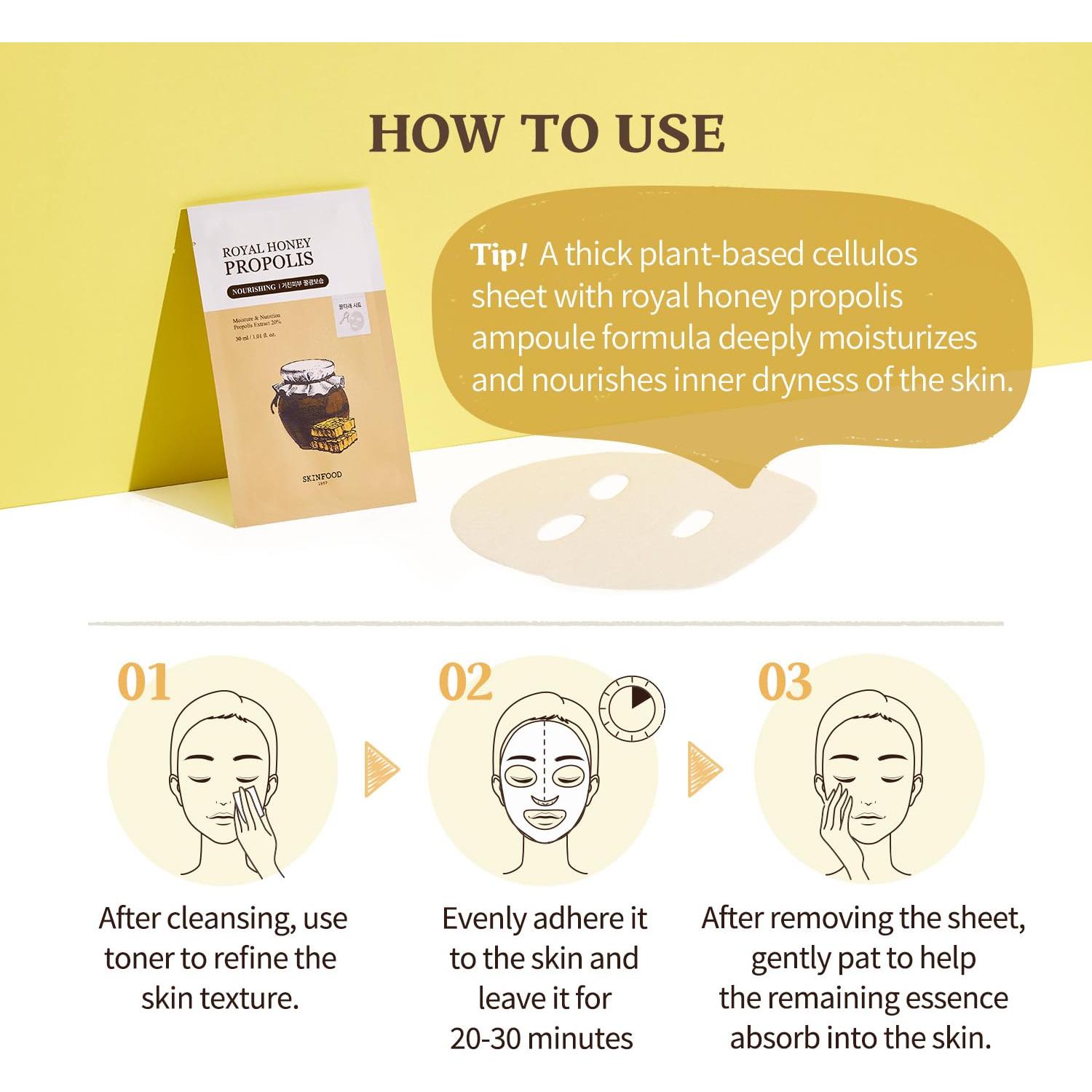 Mascarilla de Miel Real SKINFOOD Set de 10 Piezas 270ml