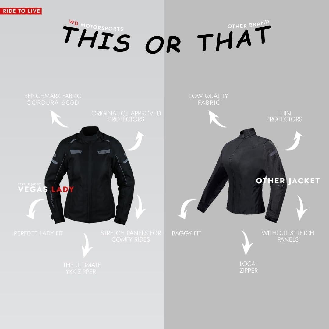 Chaqueta de motocicleta WD Vegas Lady impermeable para mujer