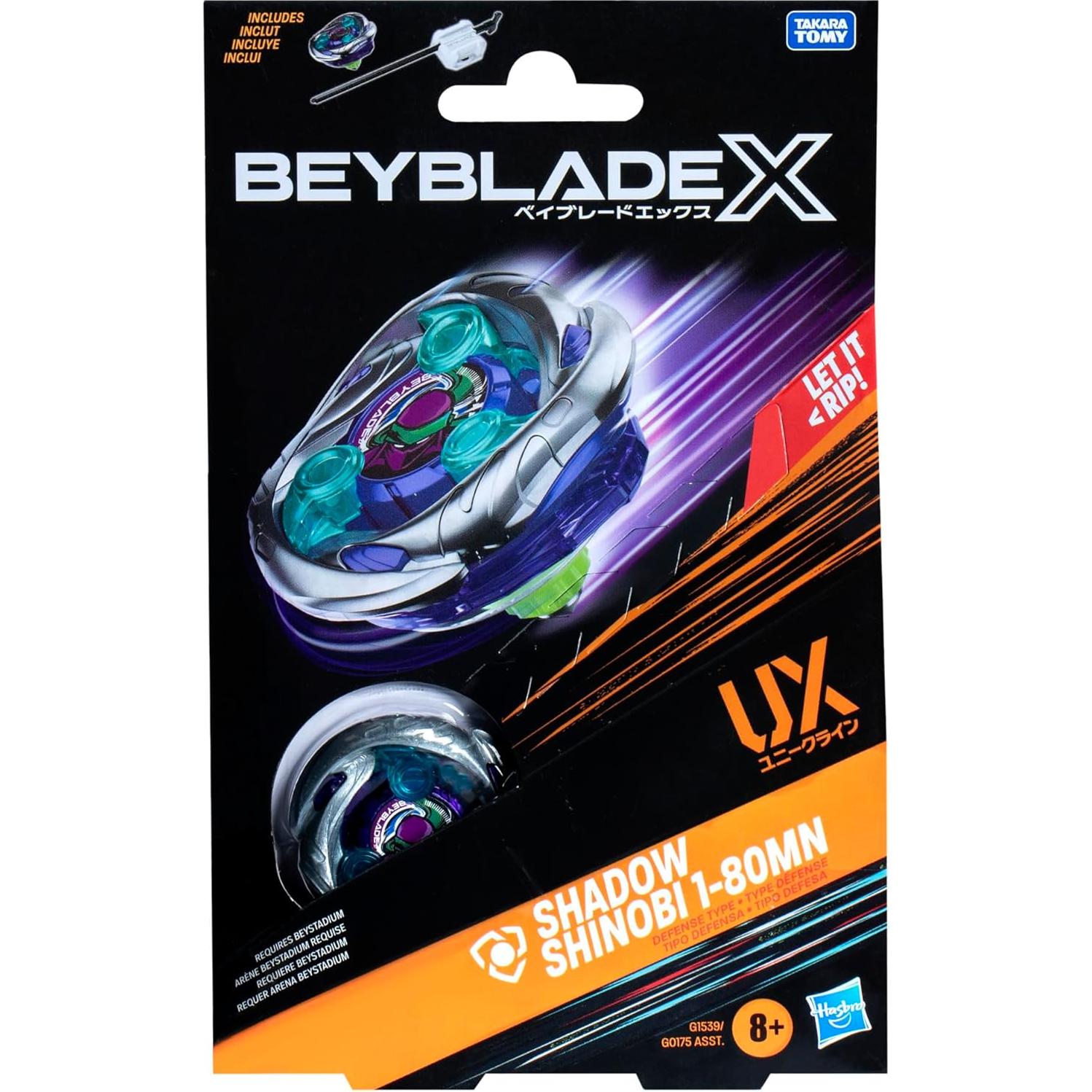 Beyblade X Sombra Shinobi 1-80MN UX Set Defensa y Lanzador