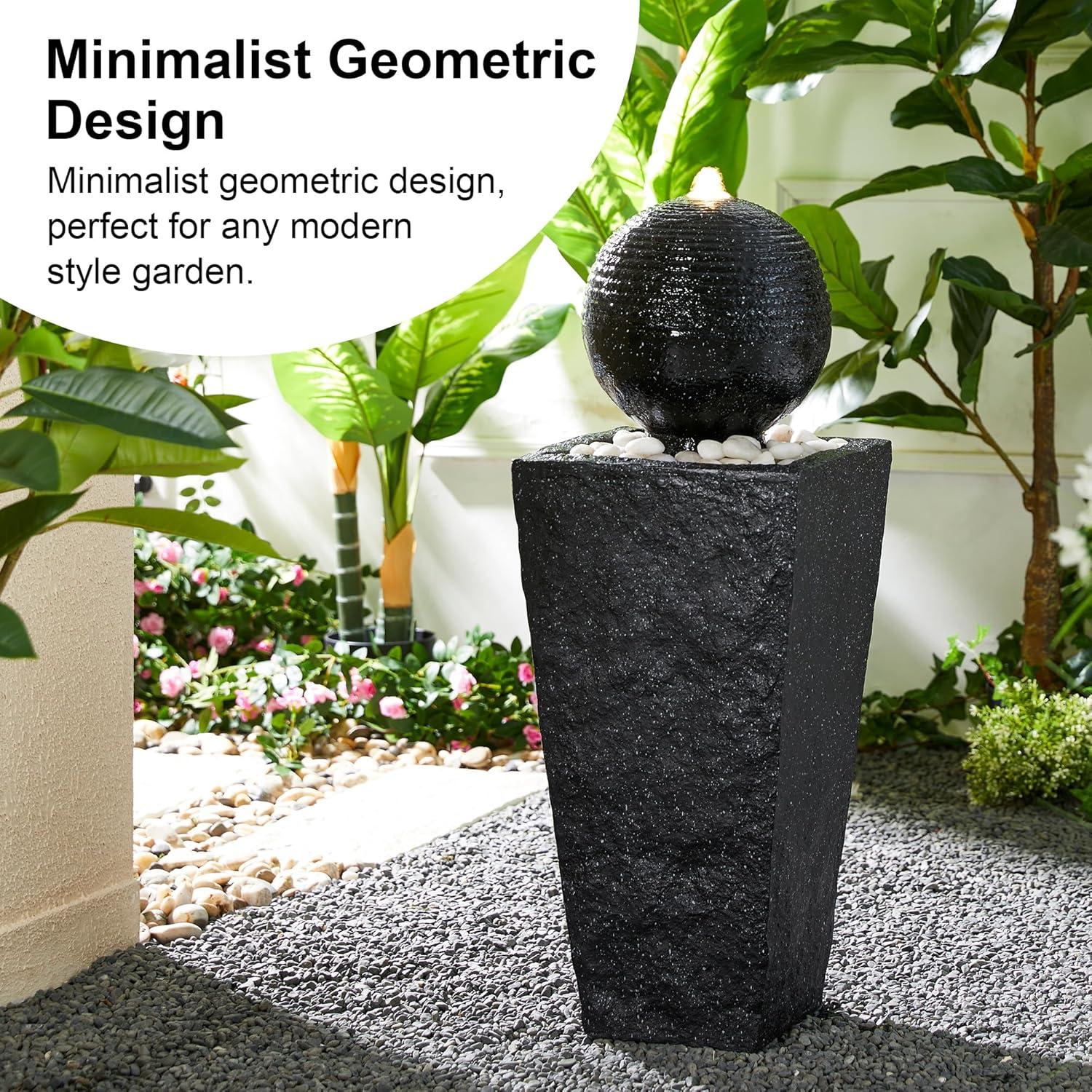 Fuente de Agua Exterior Glitzhome Negra con Luz LED 80.6 cm