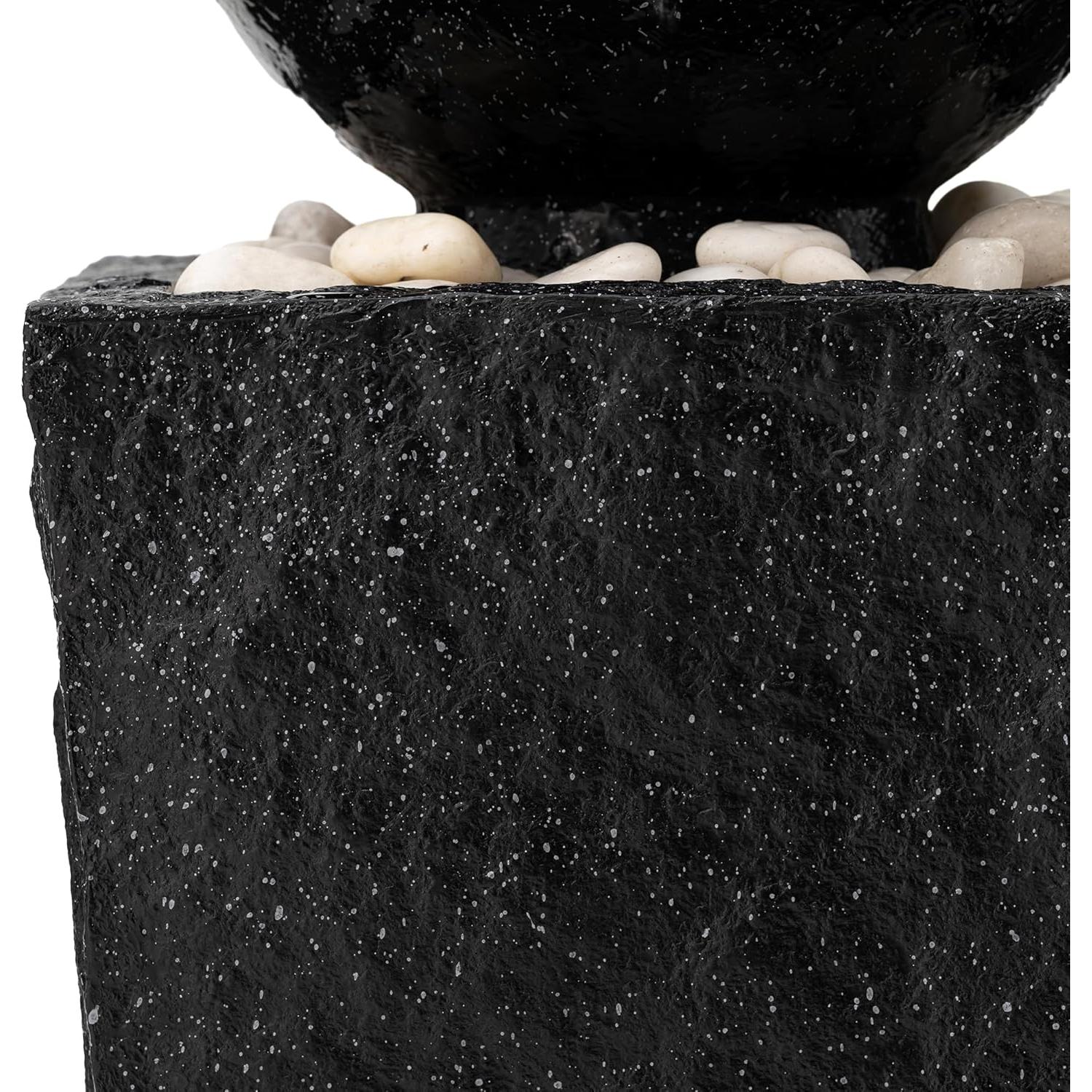 Fuente de Agua Exterior Glitzhome Negra con Luz LED 80.6 cm