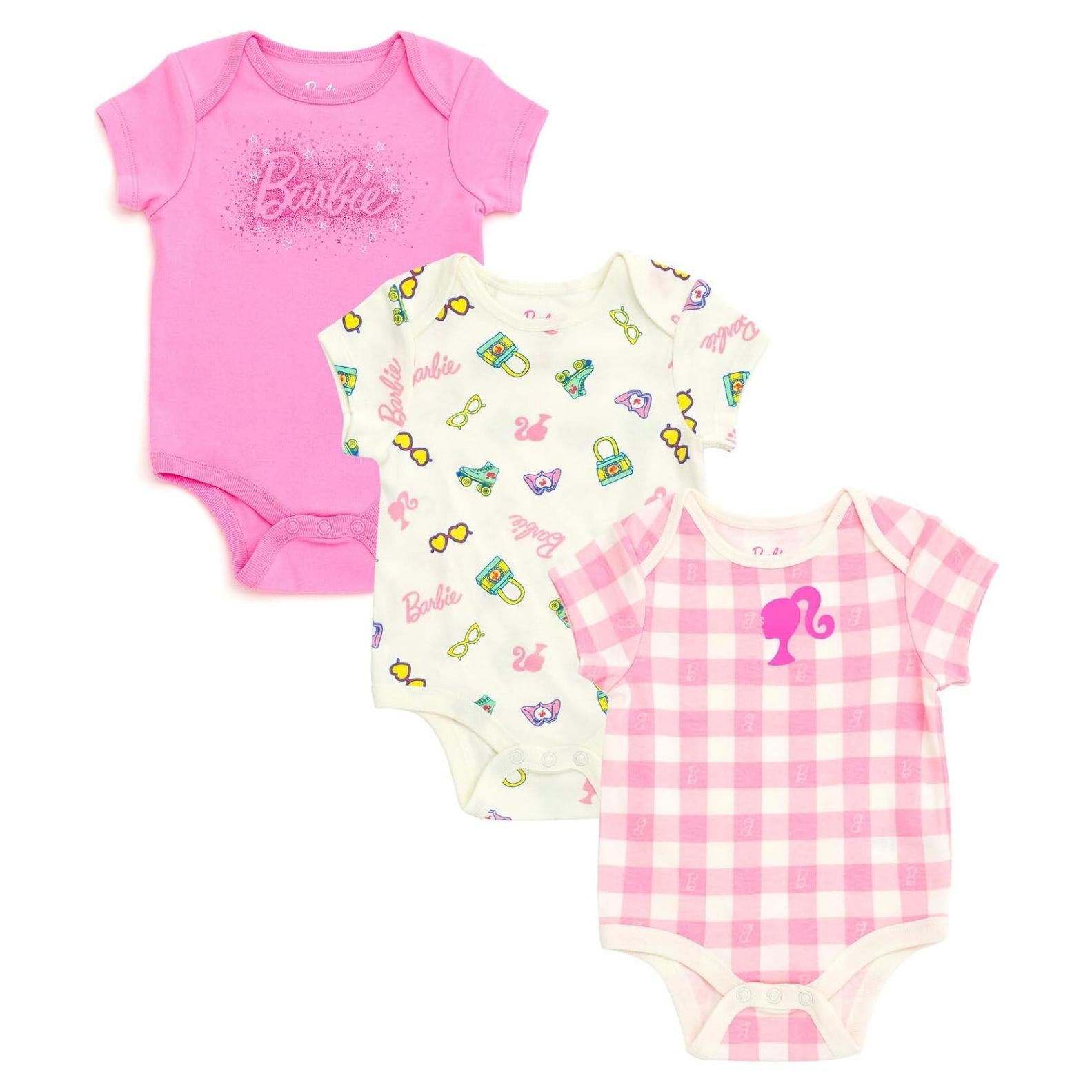 Body para Bebé Barbie Paquete de 3 Rosa/Blanco 0-24 Meses