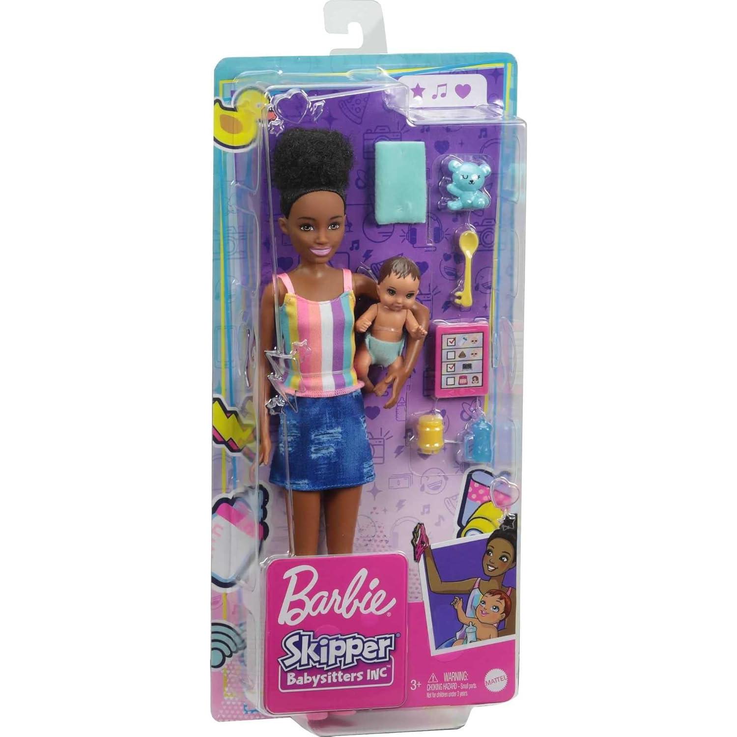 Muñeca Barbie Skipper Niñeras Inc. con Bebé y Accesorios