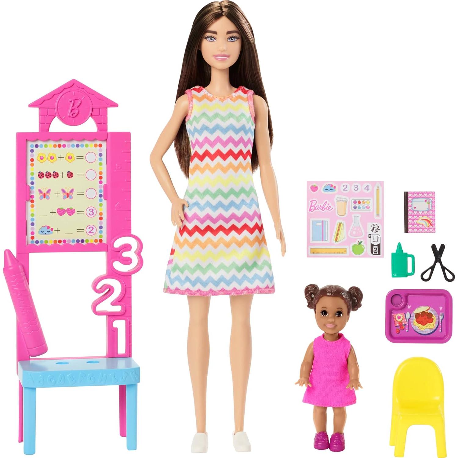 Muñeca Barbie Maestra con Muñeca Pequeña y Accesorios