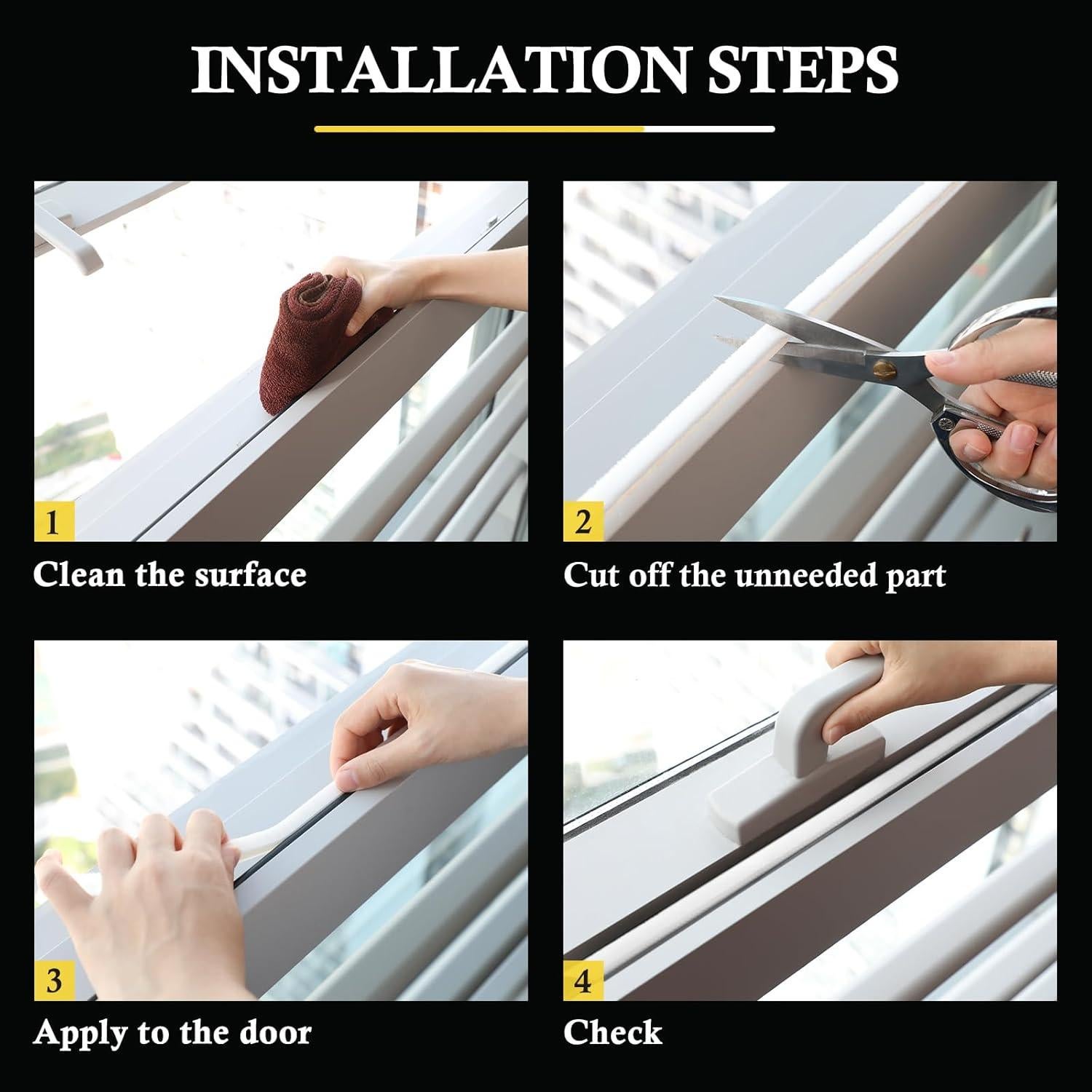 Tira de Sellado Autoadhesiva fowong 4.88m Fieltro Blanco