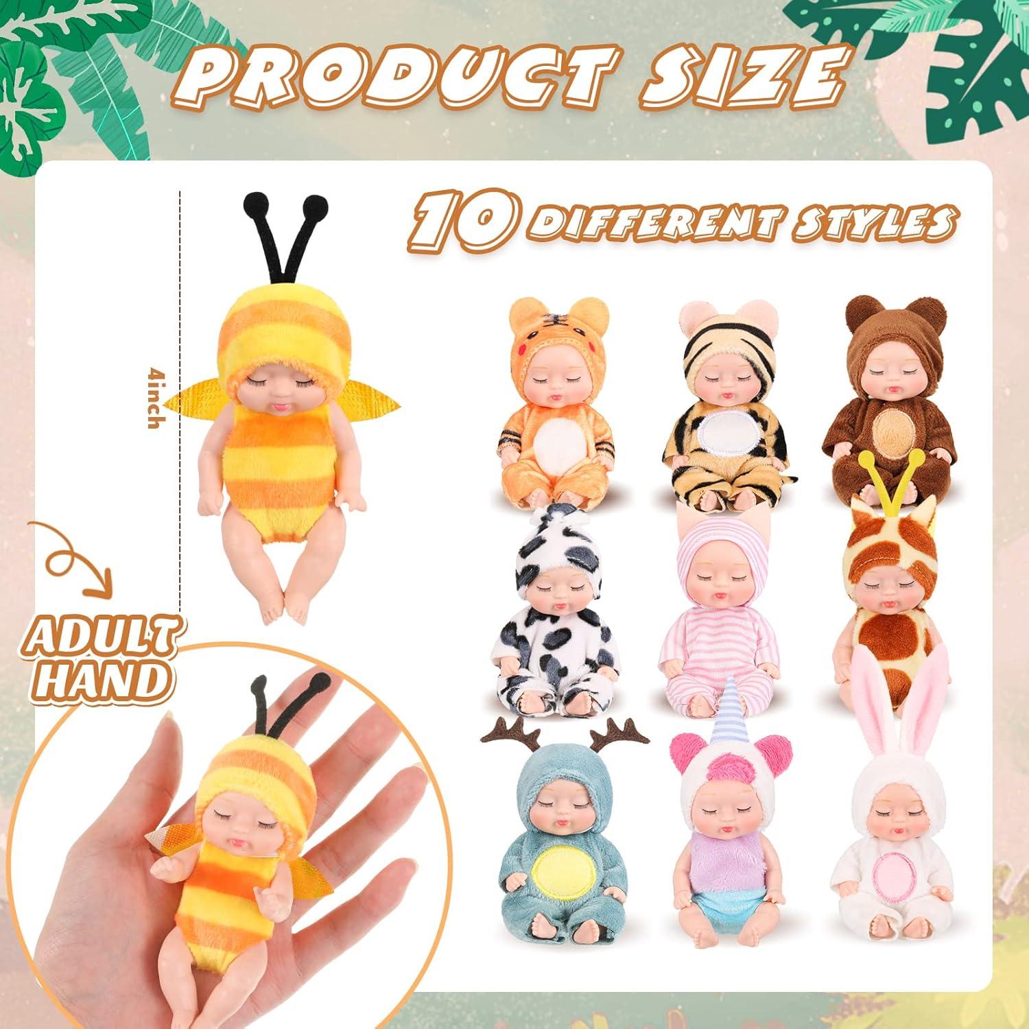 Hanaive 10 Pcs Muñecas Mini Bebé 11 cm Ropa de Animales
