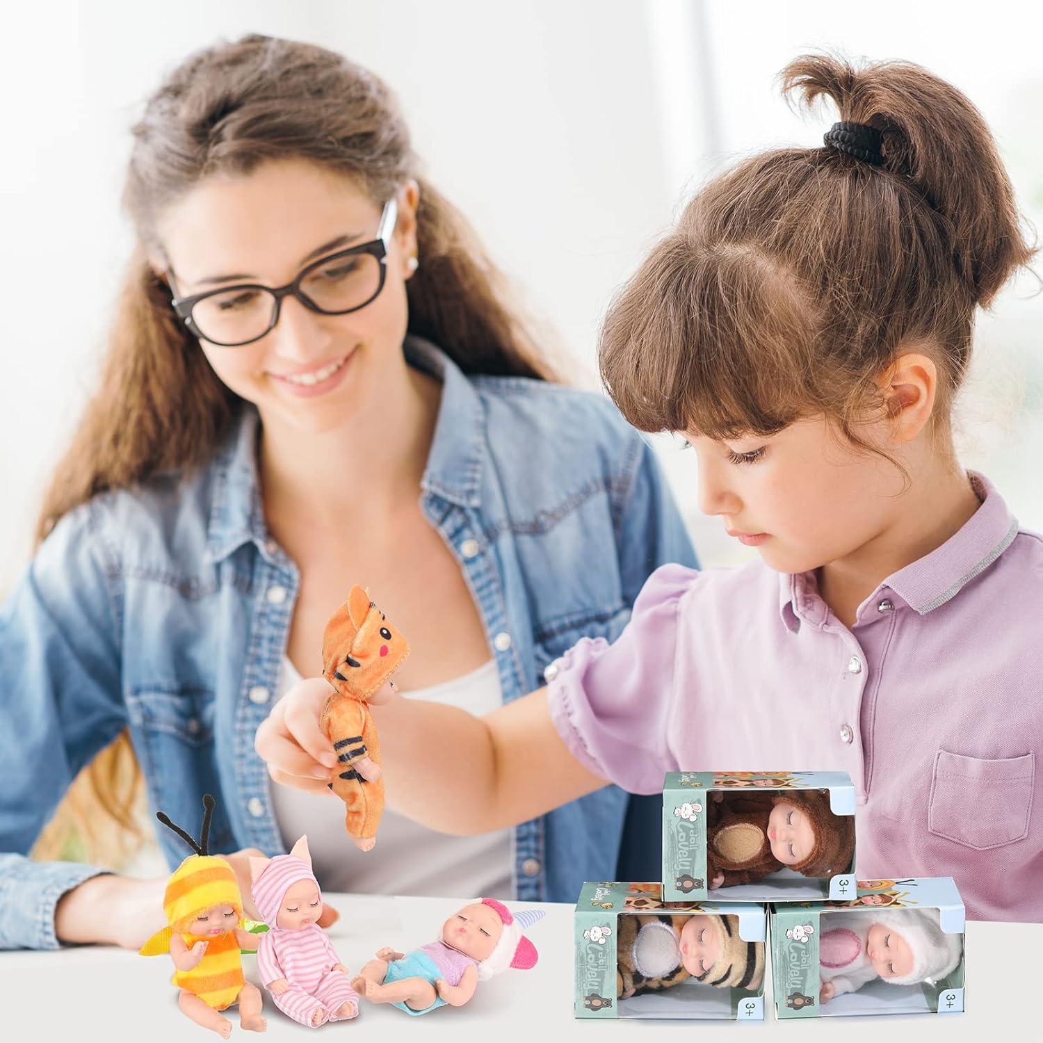 Hanaive 10 Pcs Muñecas Mini Bebé 11 cm Ropa de Animales