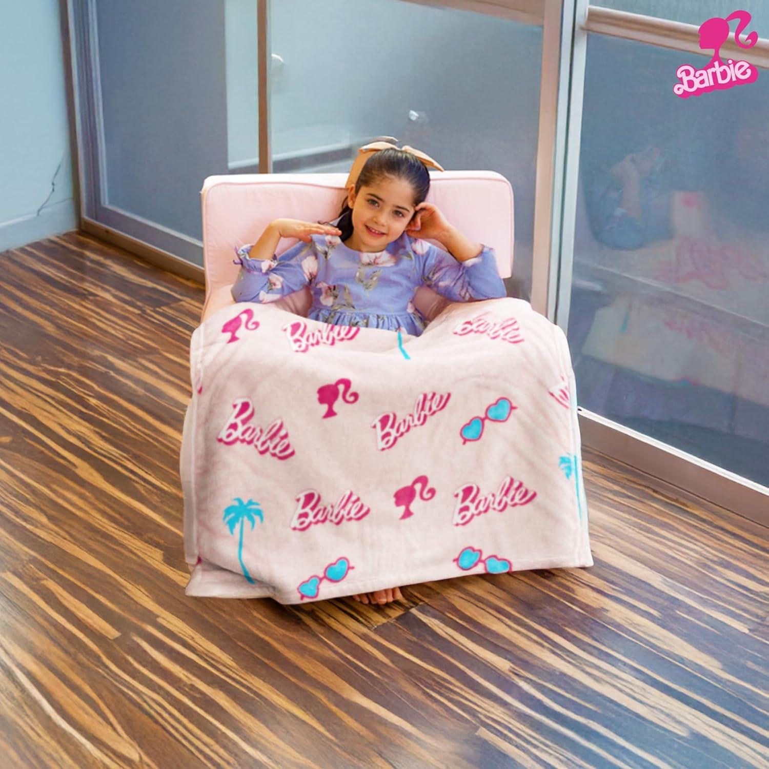 Manta Barbie | Forro Polar Suave 101,6x76,2 cm | Rosa/Blanco