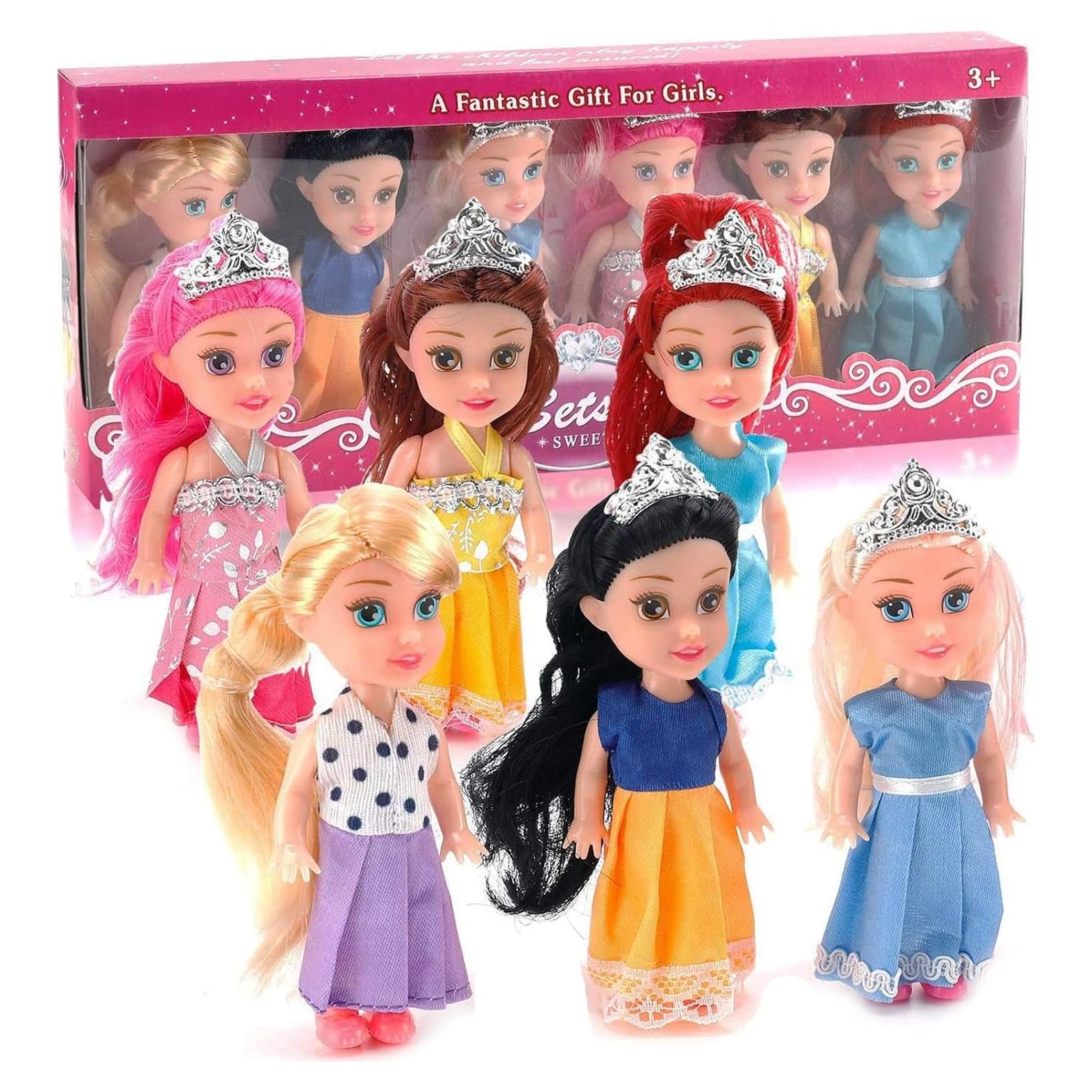Muñecas Princesas Reales Liberty Imports 11.4 cm 6 Piezas