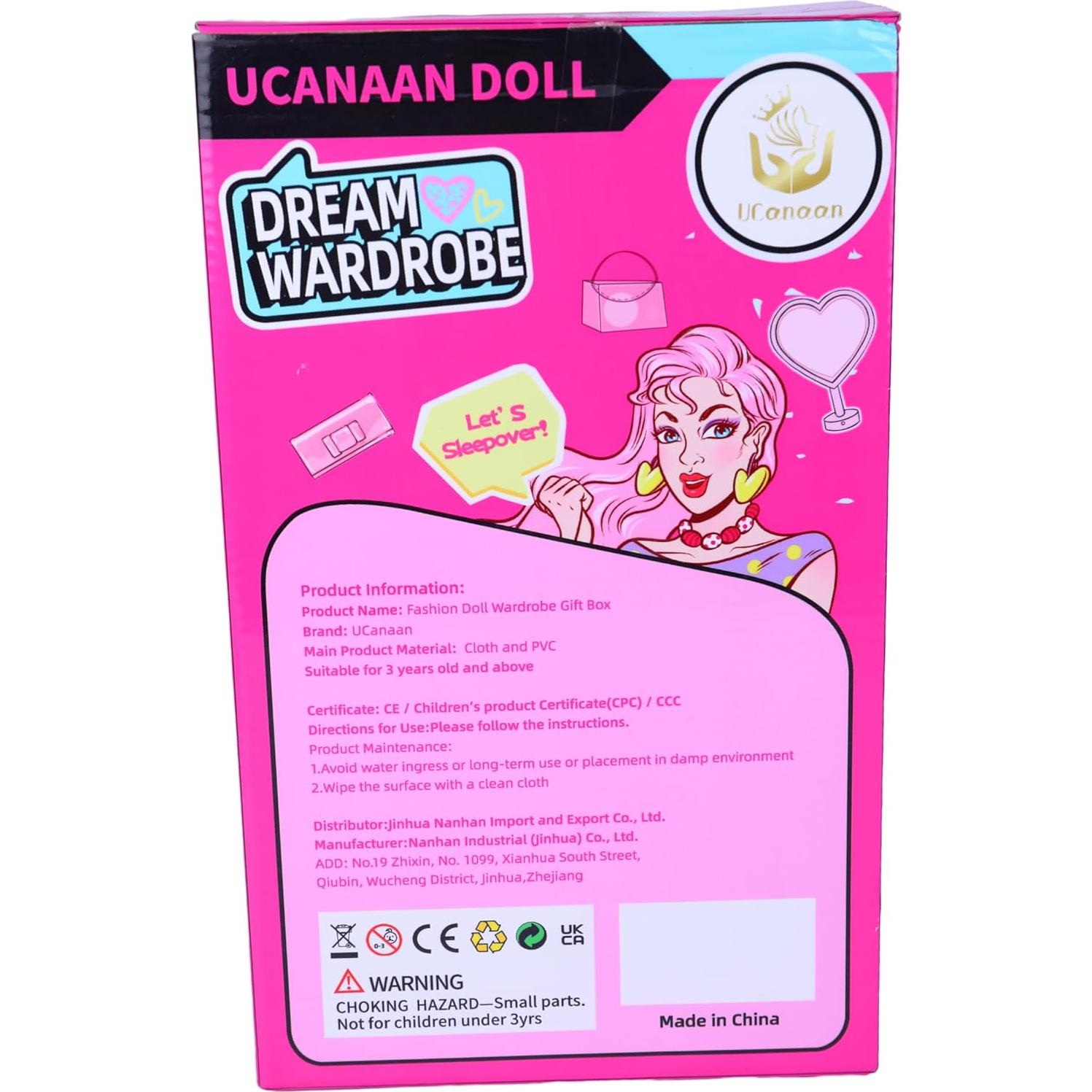 Conjunto de Muñeca UCanaan con Armario y Ropa Rosa