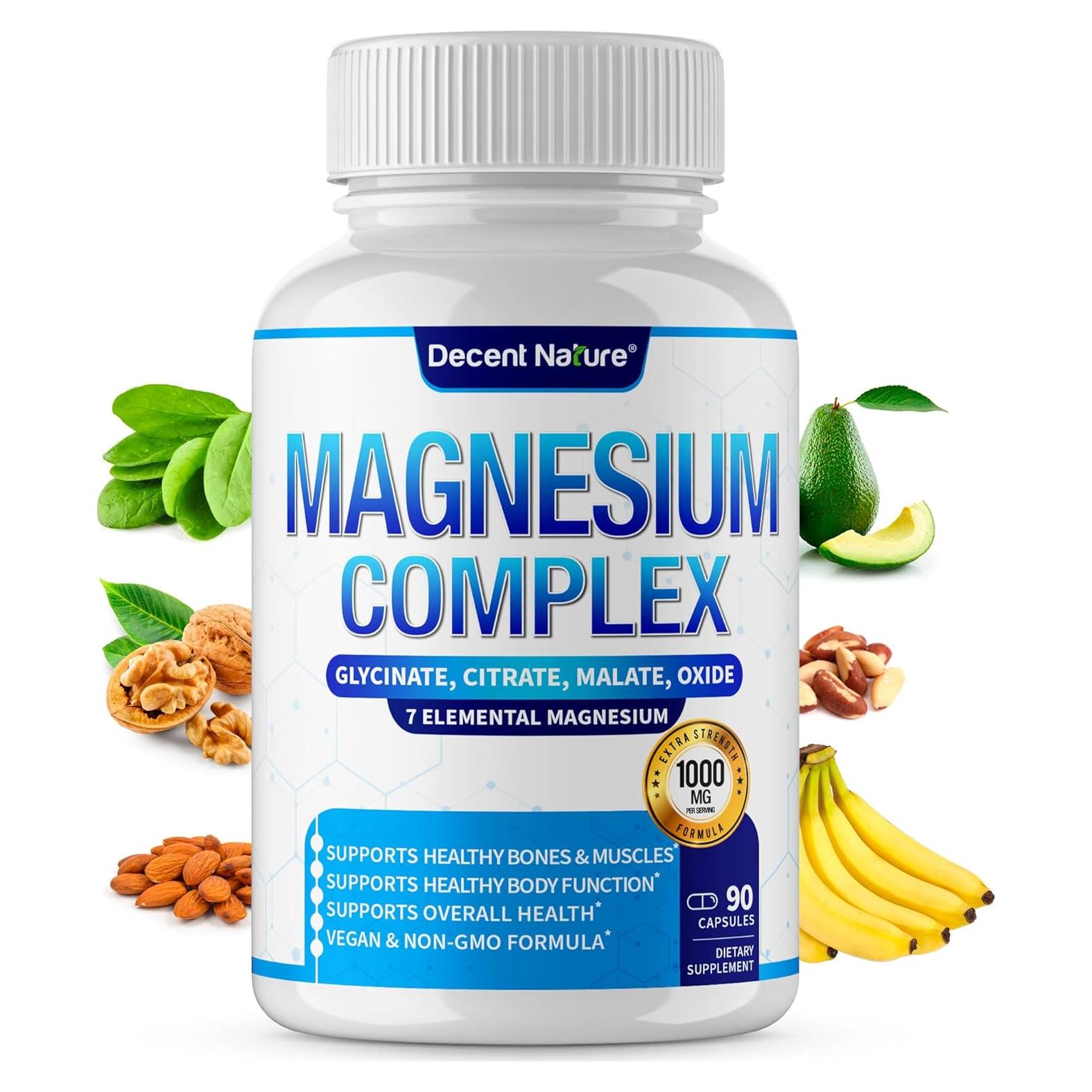 Suplemento de Magnesio Complejo 7 Decent Nature 1000mg 90 Cápsulas