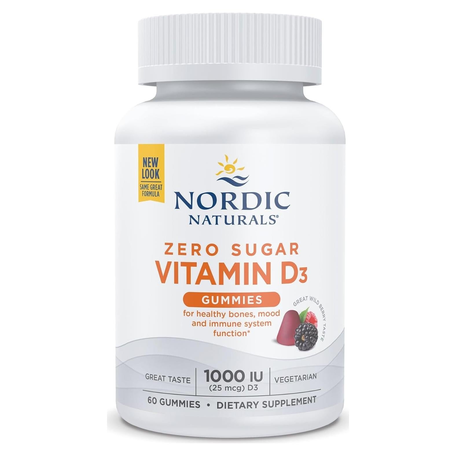 Gomitas de Vitamina D3 Sin Azúcar Nordic Naturals 1000 UI 60 Unidades