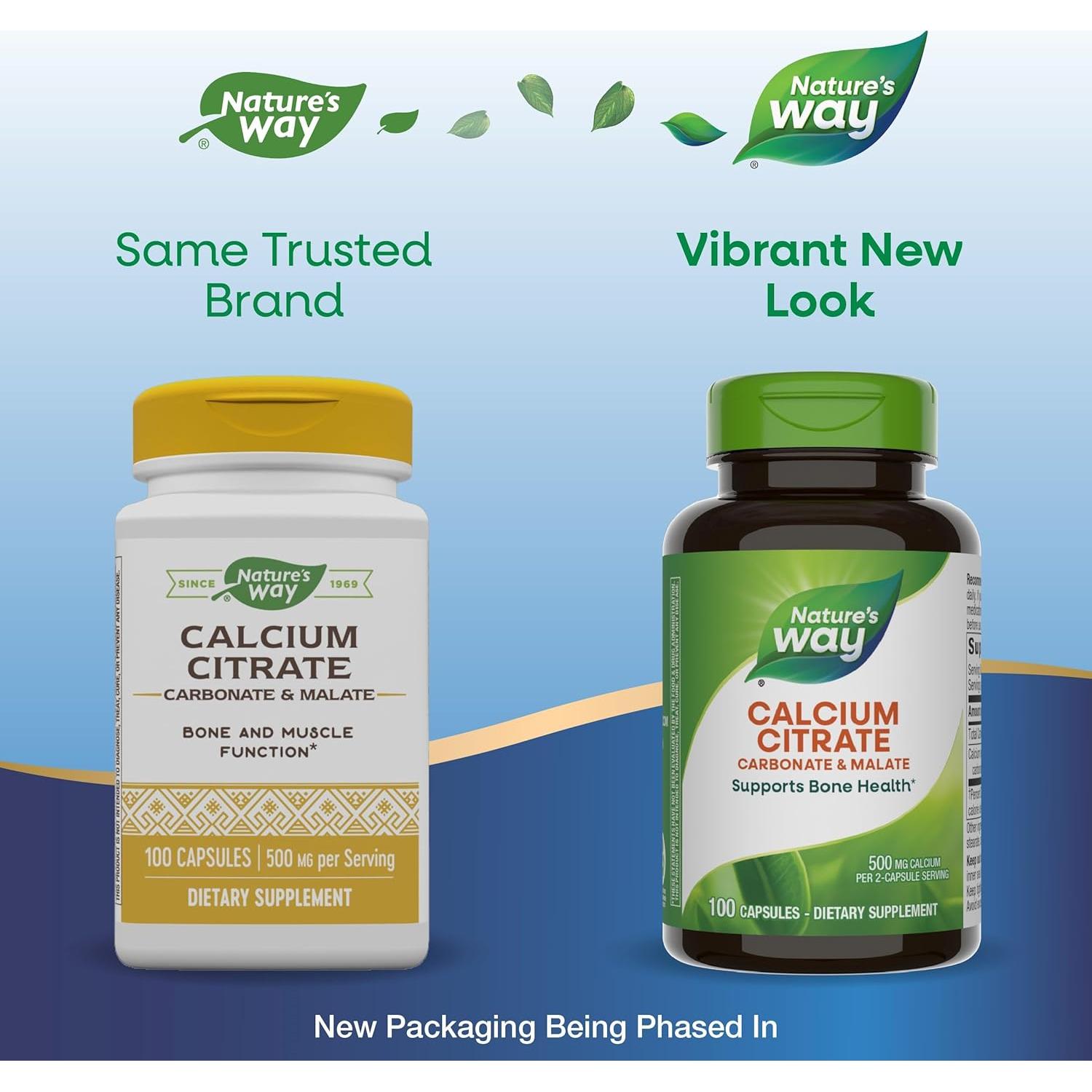 Calcio Citrato, Carbonato y Malato Nature's Way 100 Cápsulas
