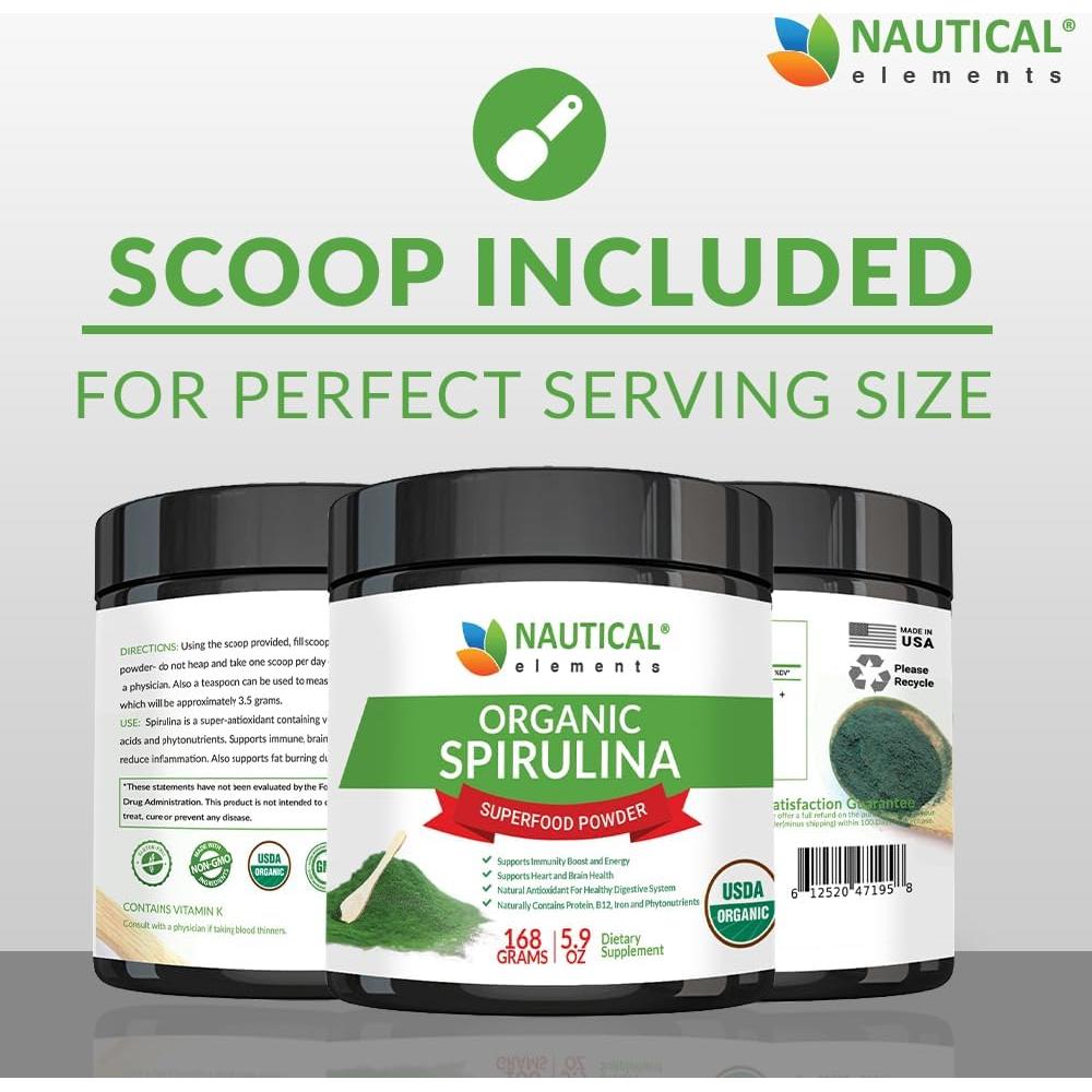 Polvo de Espirulina Orgánica USDA 167g - Vegano y No OGM