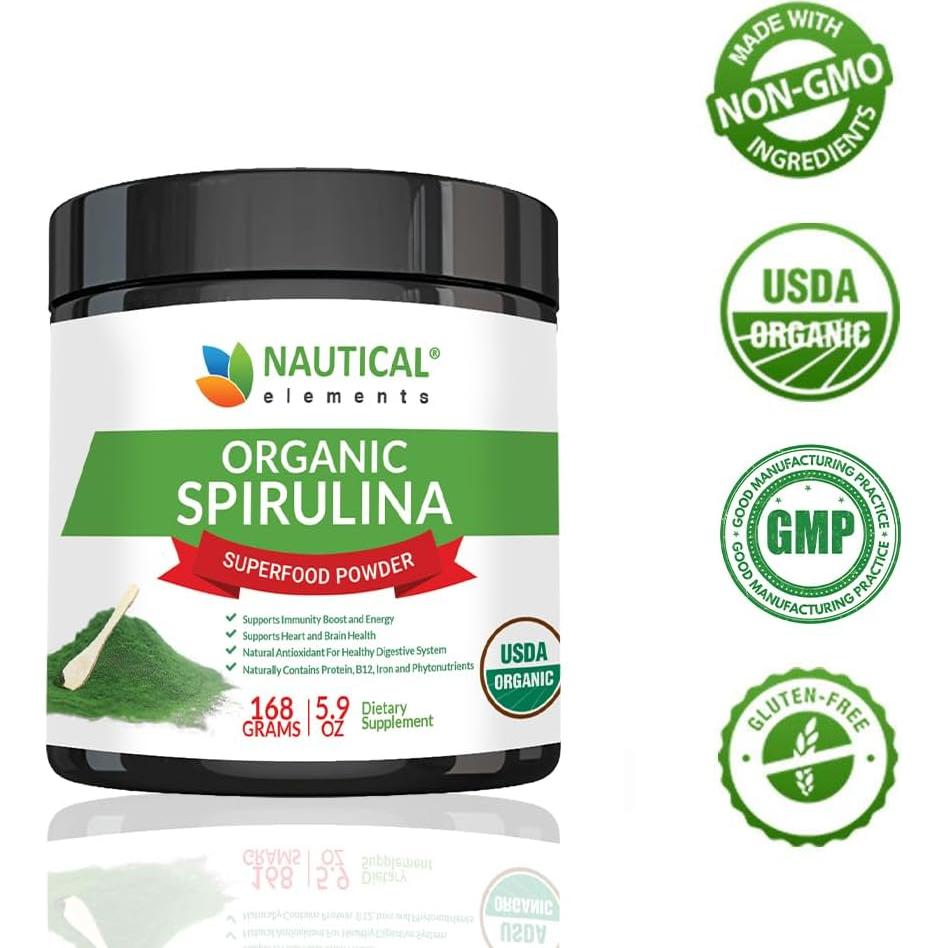 Polvo de Espirulina Orgánica USDA 167g - Vegano y No OGM