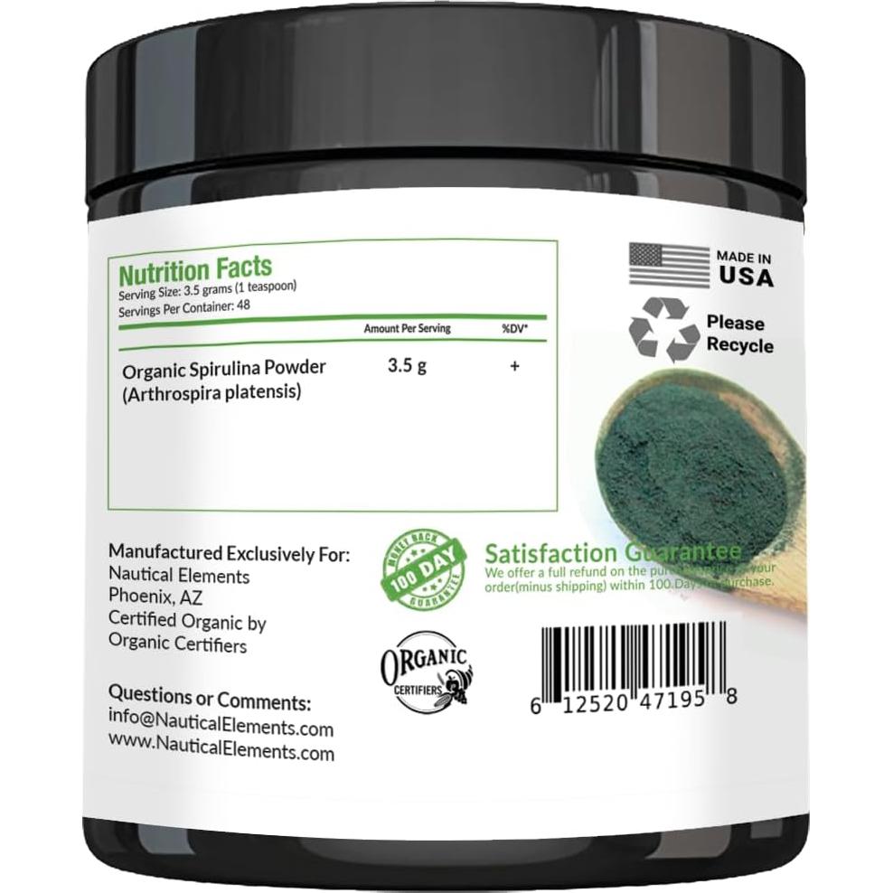 Polvo de Espirulina Orgánica USDA 167g - Vegano y No OGM