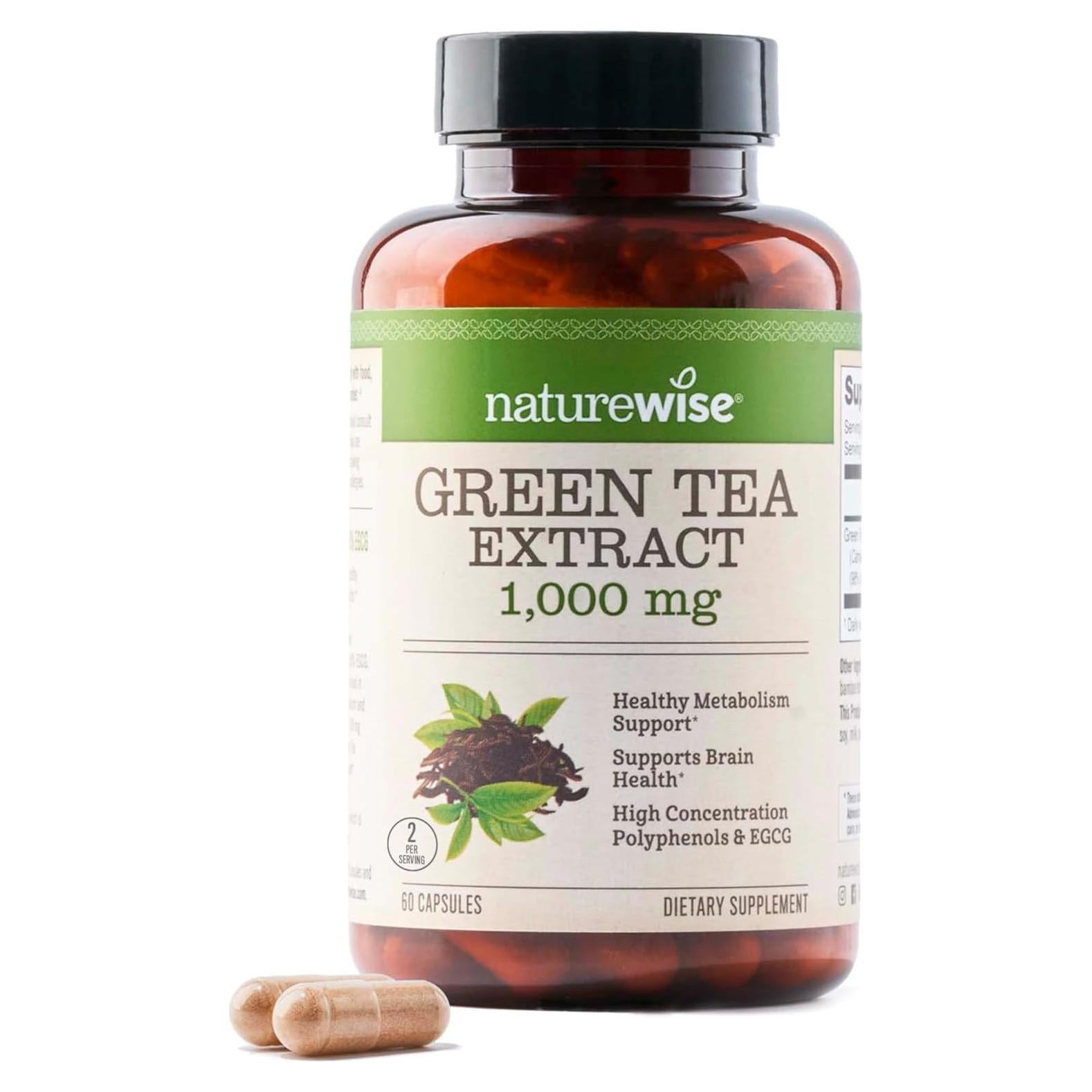 Cápsulas de Extracto de Té Verde NatureWise 1000 mg - 60 Unidades
