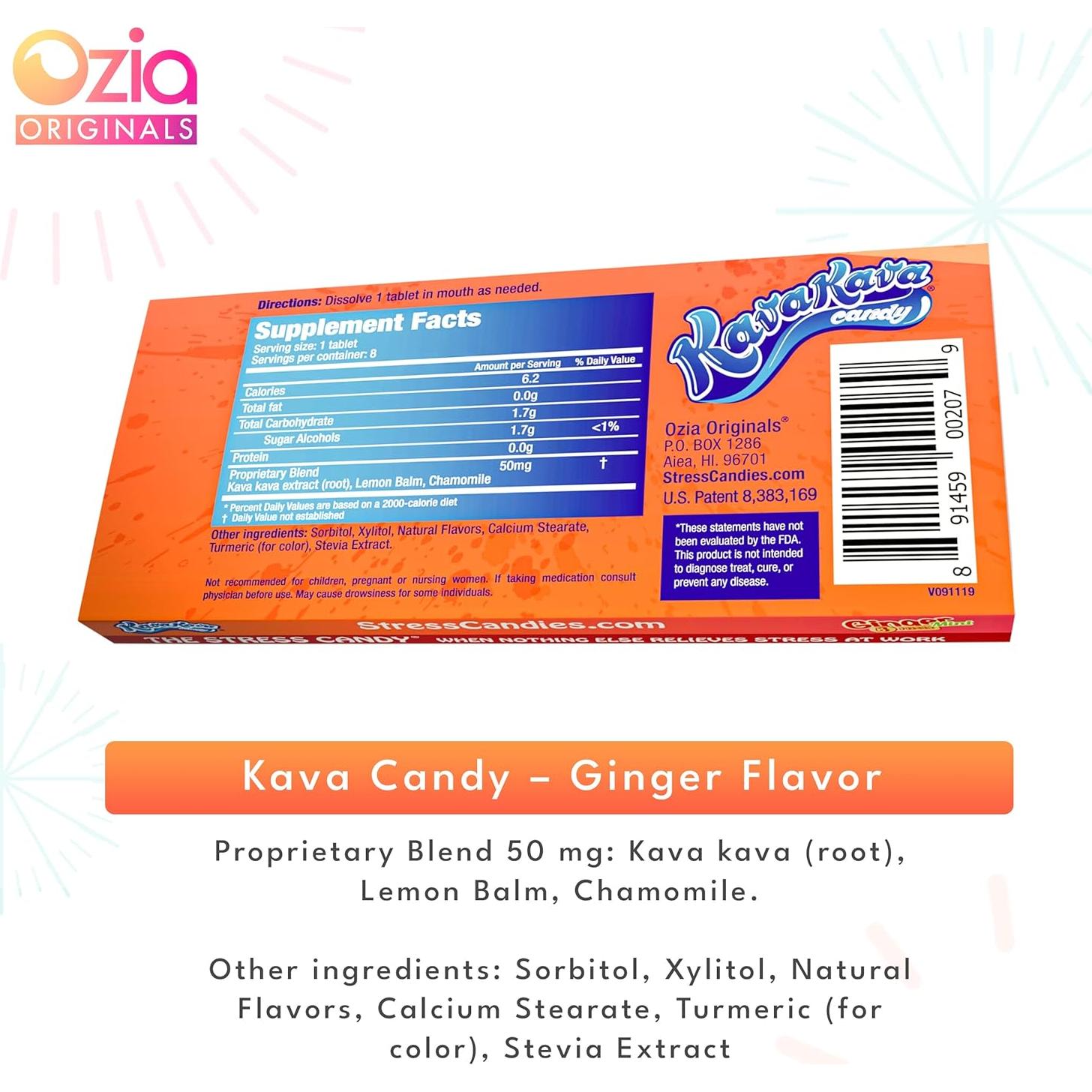 Caramelos Kava Kava Ozia Originals - 32 Caramelos Jengibre Menta