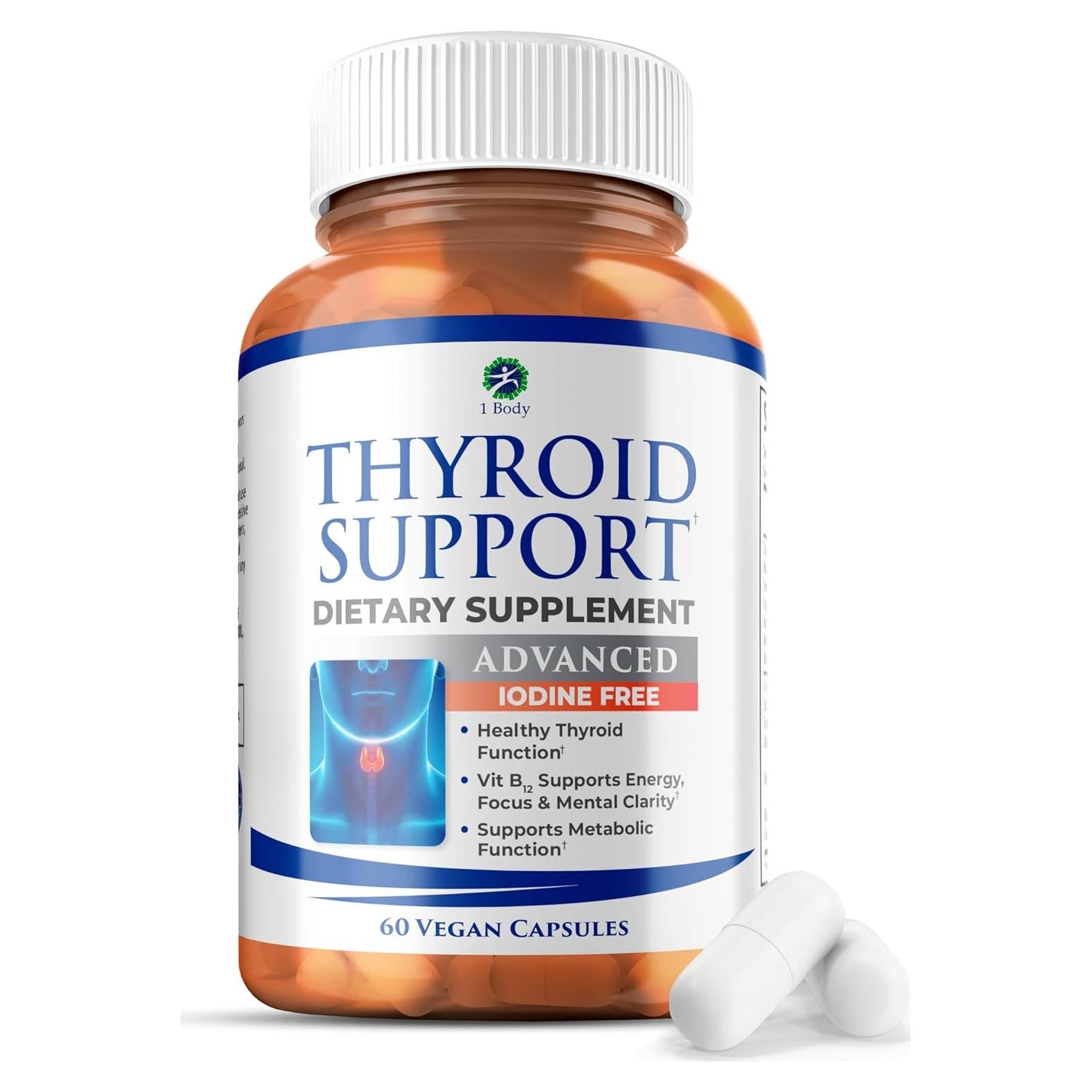Suplemento Vegano 1 Body Soporte Tiroideo Sin Yodo 60 Cápsulas